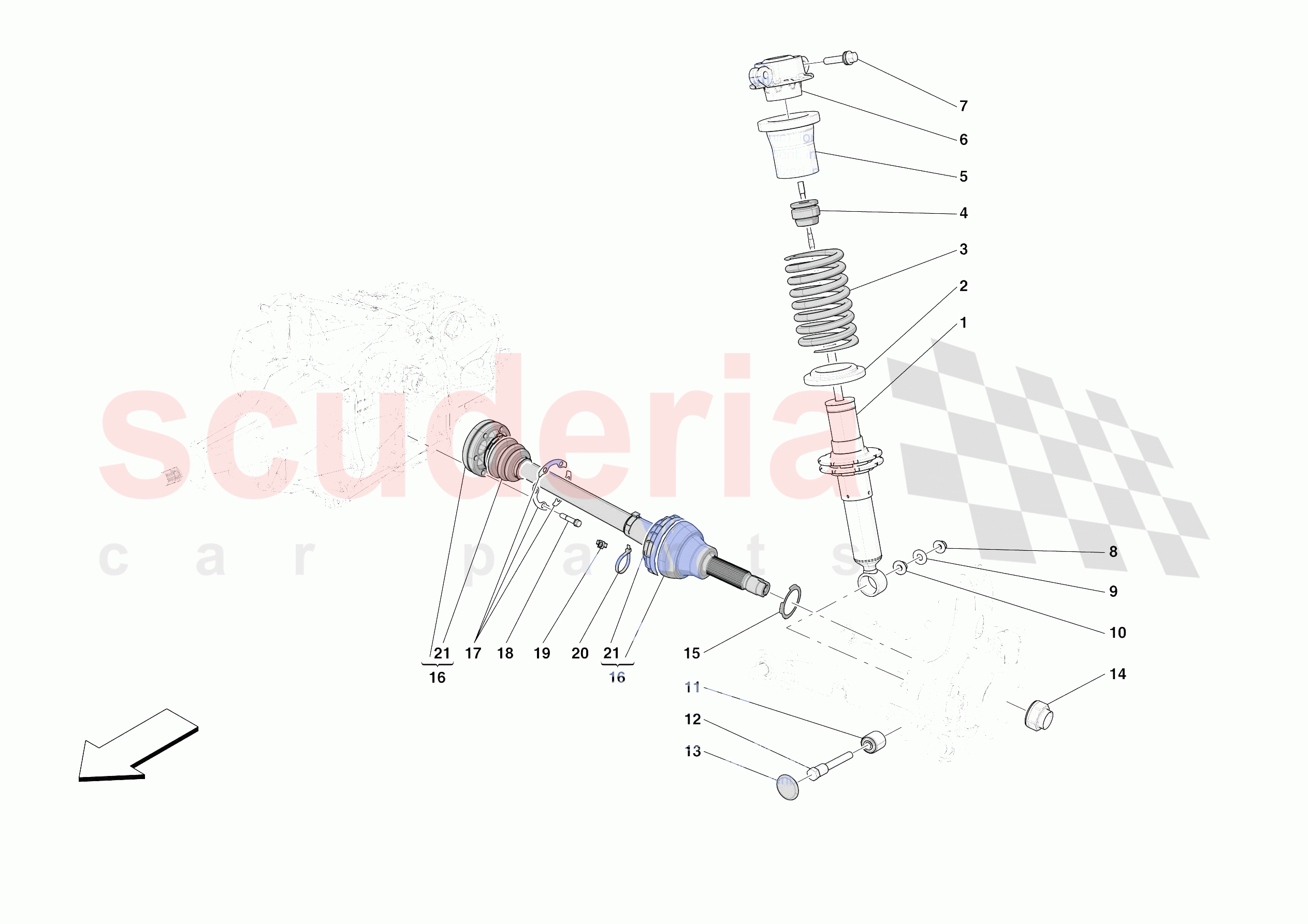 REAR SUSPENSION - SHOCK ABSORBERS of Ferrari Ferrari 812 Competizione A Europe