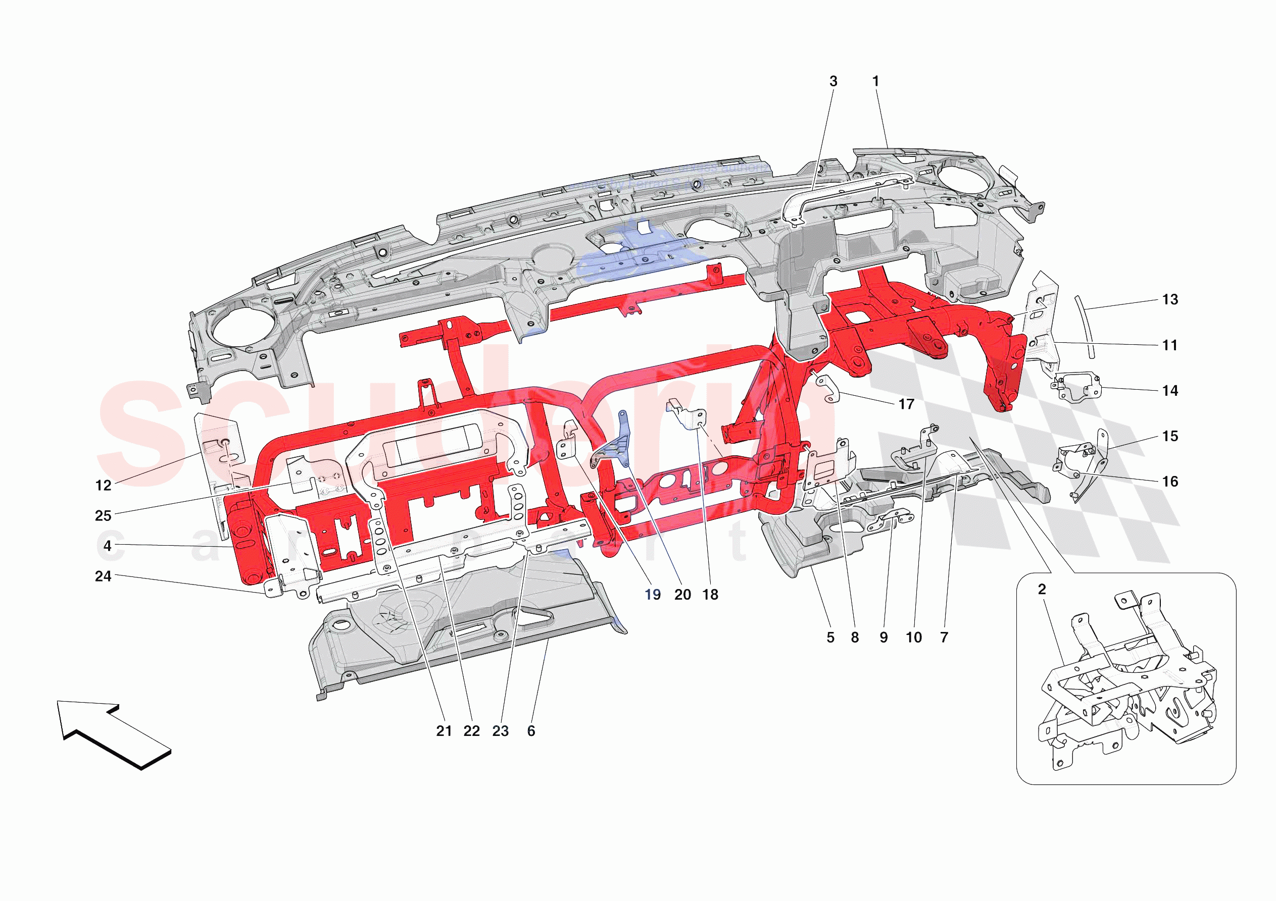 DASHBOARD - SUBSTRUCTURE -APPLICABLE FOR RHD- of Ferrari Ferrari 812 Competizione A Europe