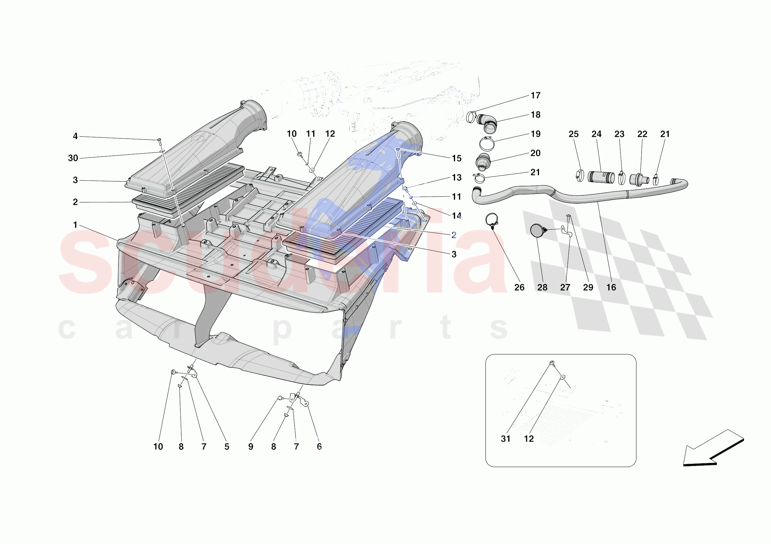 AIR FILTER, AIR INTAKE AND DUCTS of Ferrari Ferrari 812 Competizione A Europe RH