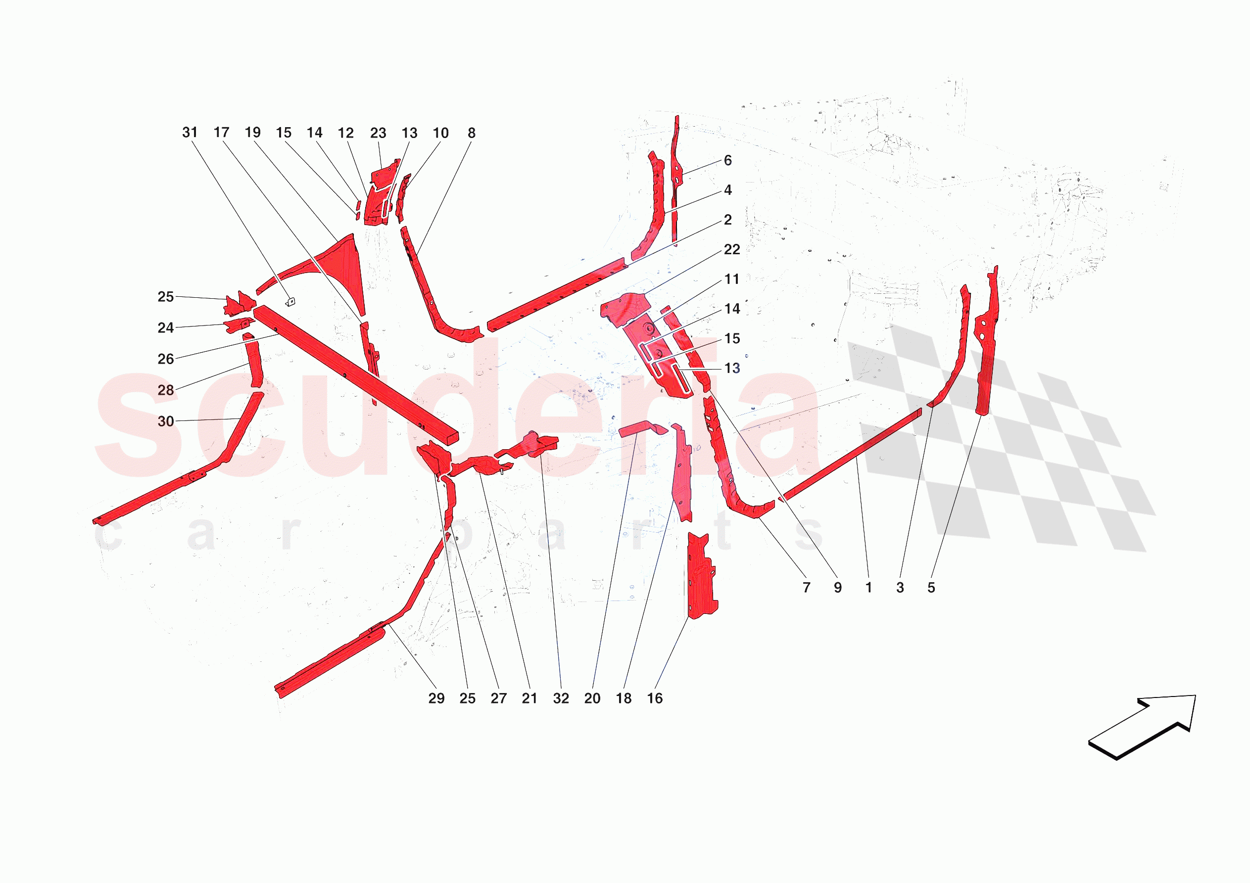 LATERAL SUBSTRUCTURE of Ferrari Ferrari 812 Competizione A Europe RH
