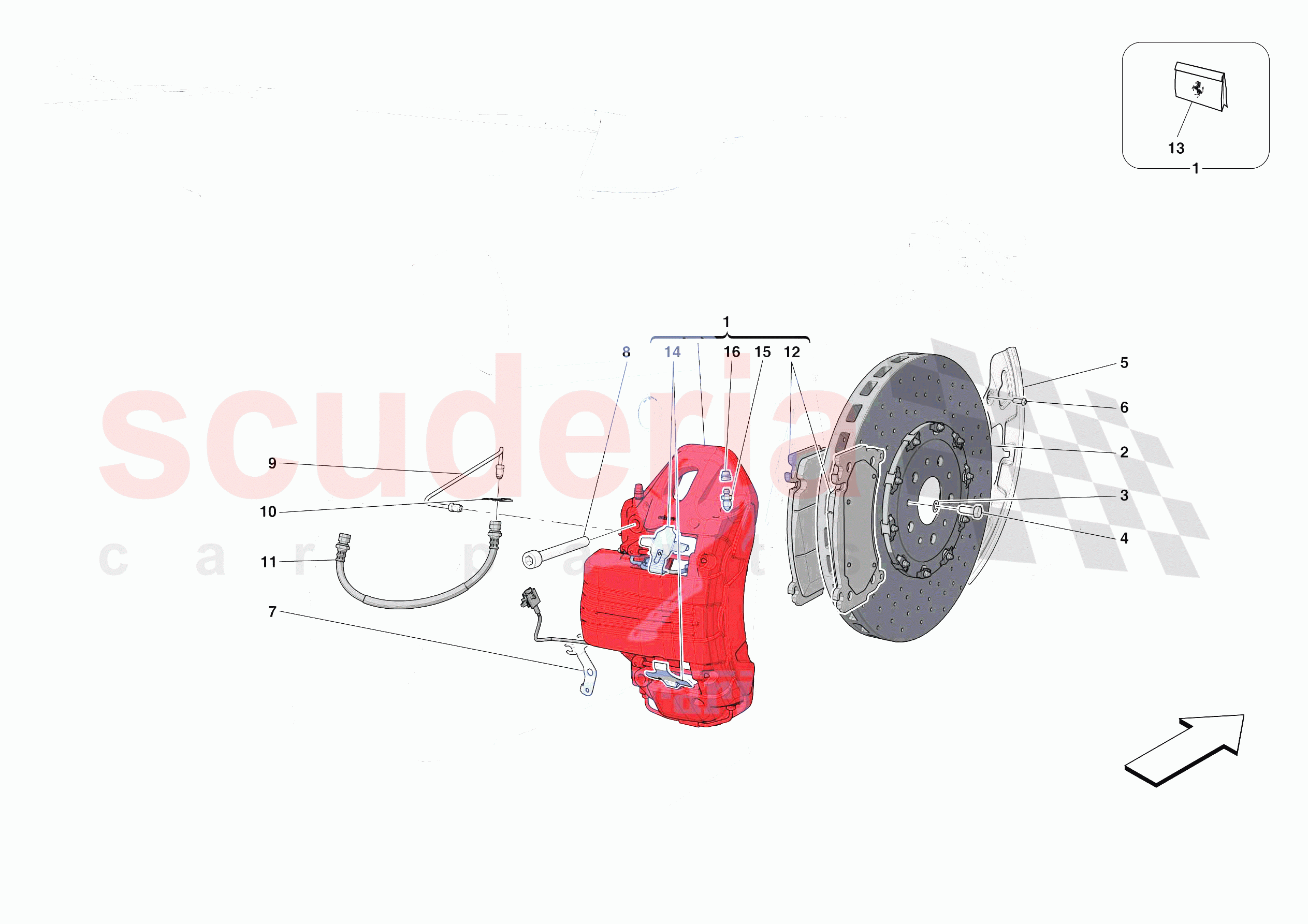 FRONT SUSPENSION - CALLIPERS AND DISCS of Ferrari Ferrari 812 Competizione Europe