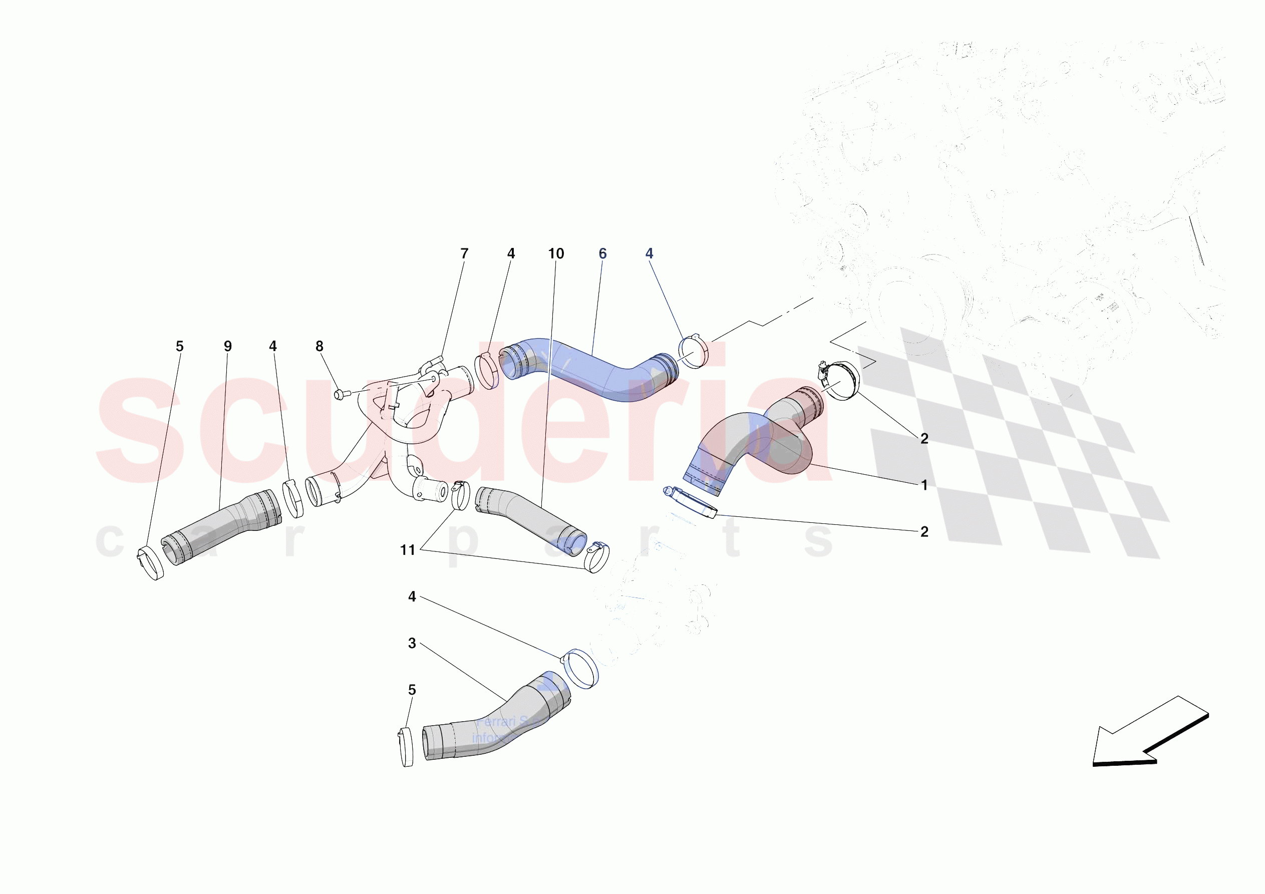 COOLING SYSTEM PIPES of Ferrari Ferrari 812 Competizione Europe RH