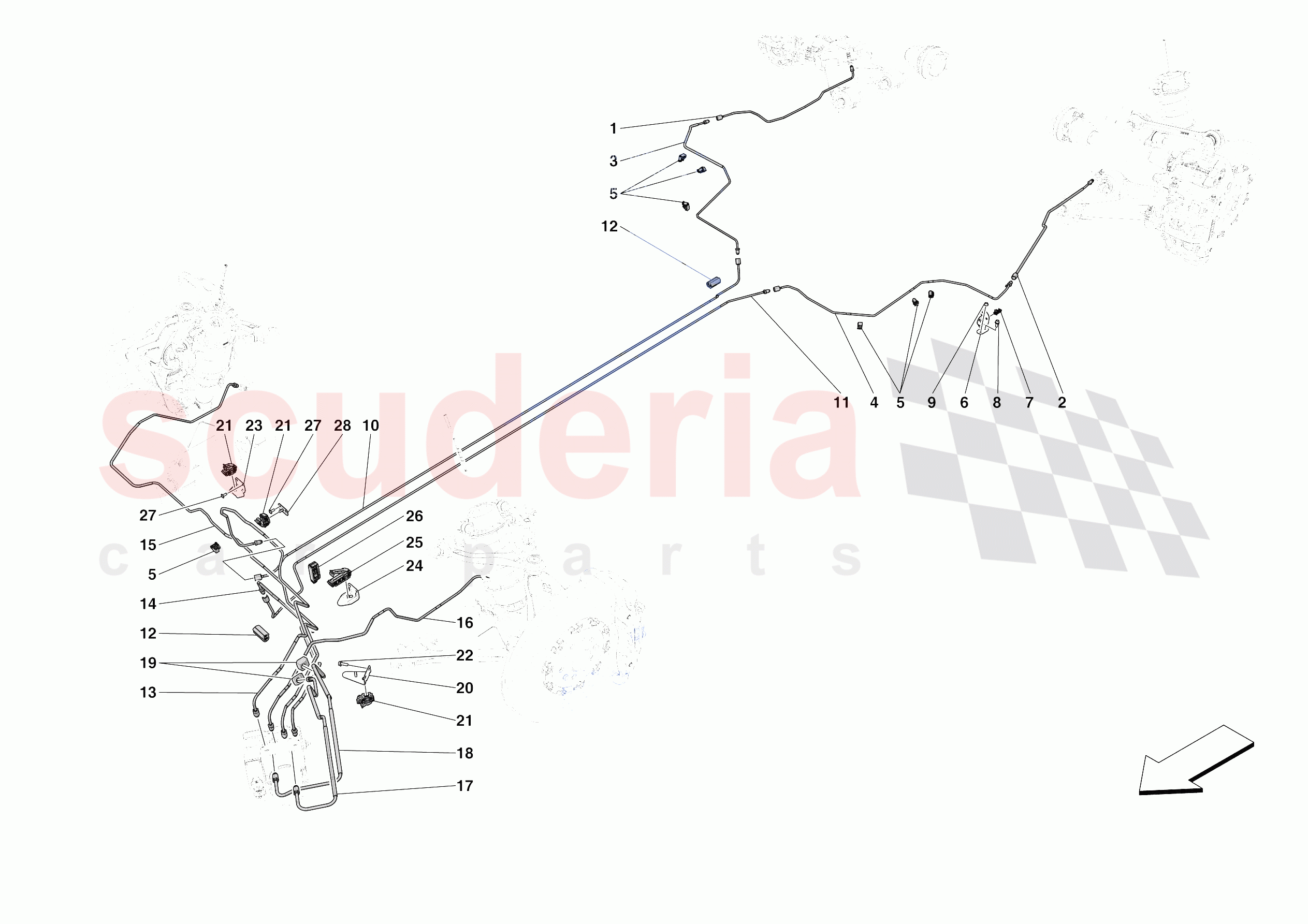 HYDRAULIC BRAKE CONTROL PIPES of Ferrari Ferrari Daytona SP3 Europe