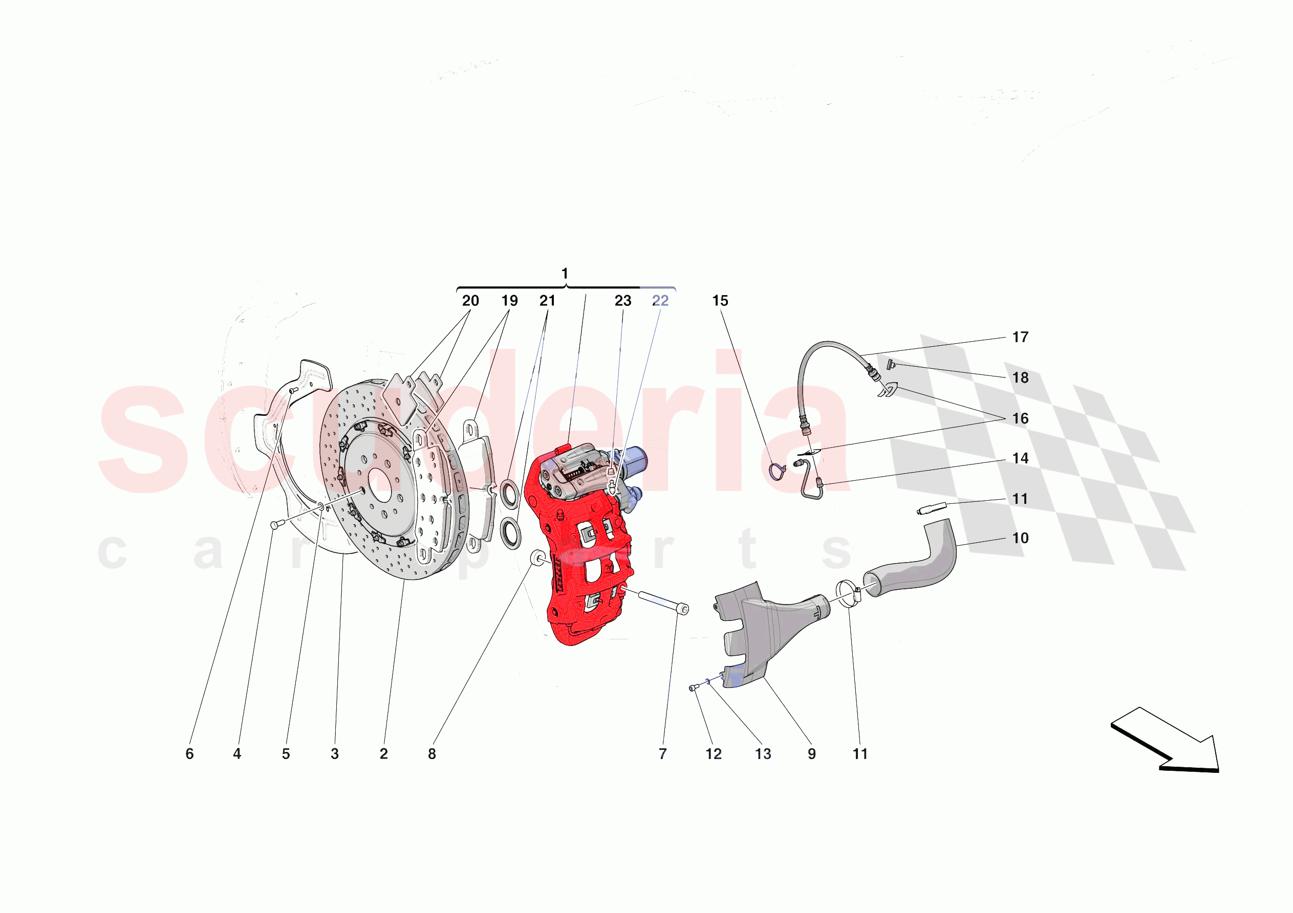 REAR SUSPENSION - CALLIPERS AND DISCS of Ferrari Ferrari Daytona SP3 Europe