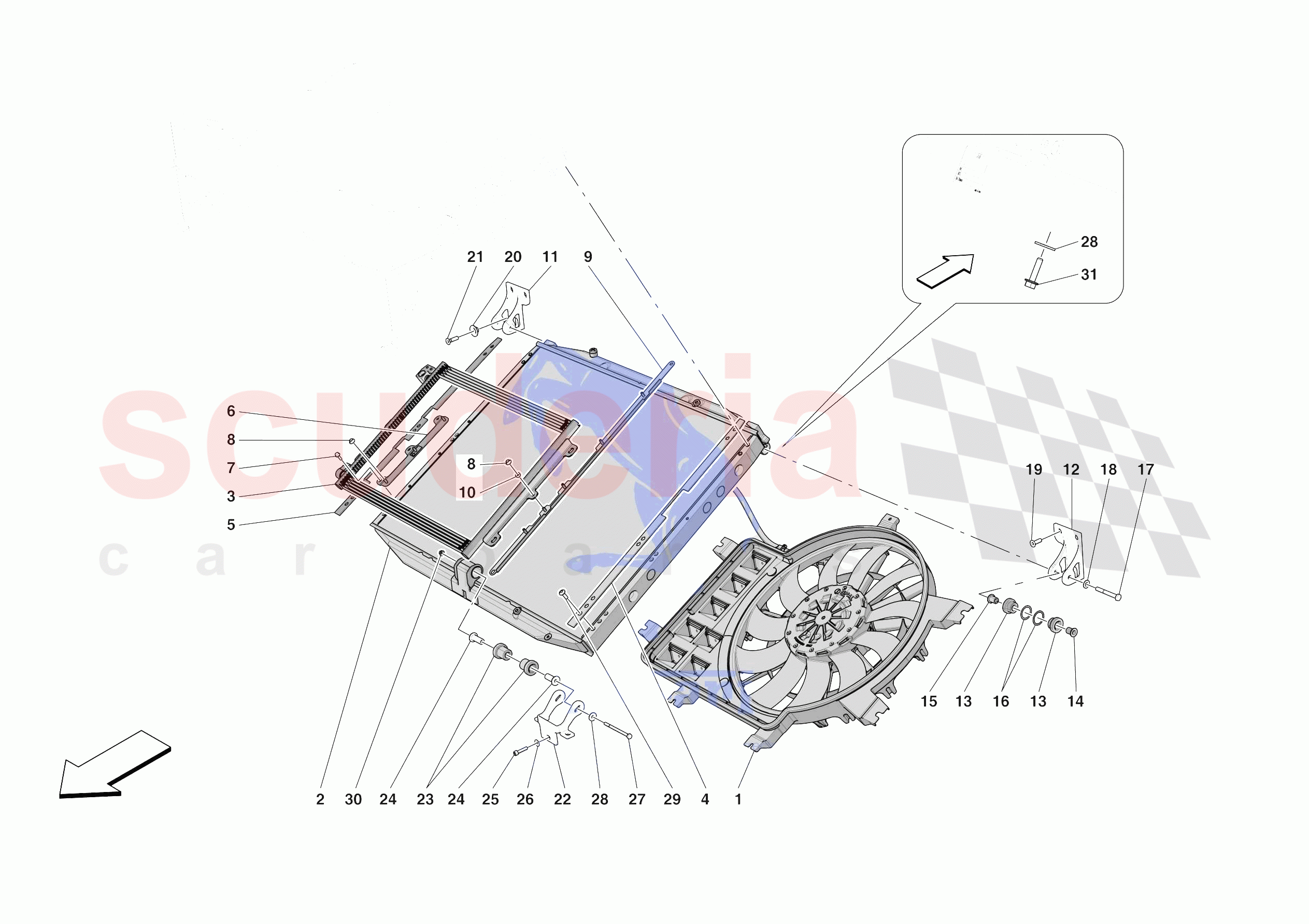 ENGINE COOLING SYSTEM RADIATORS of Ferrari Ferrari Daytona SP3 USA
