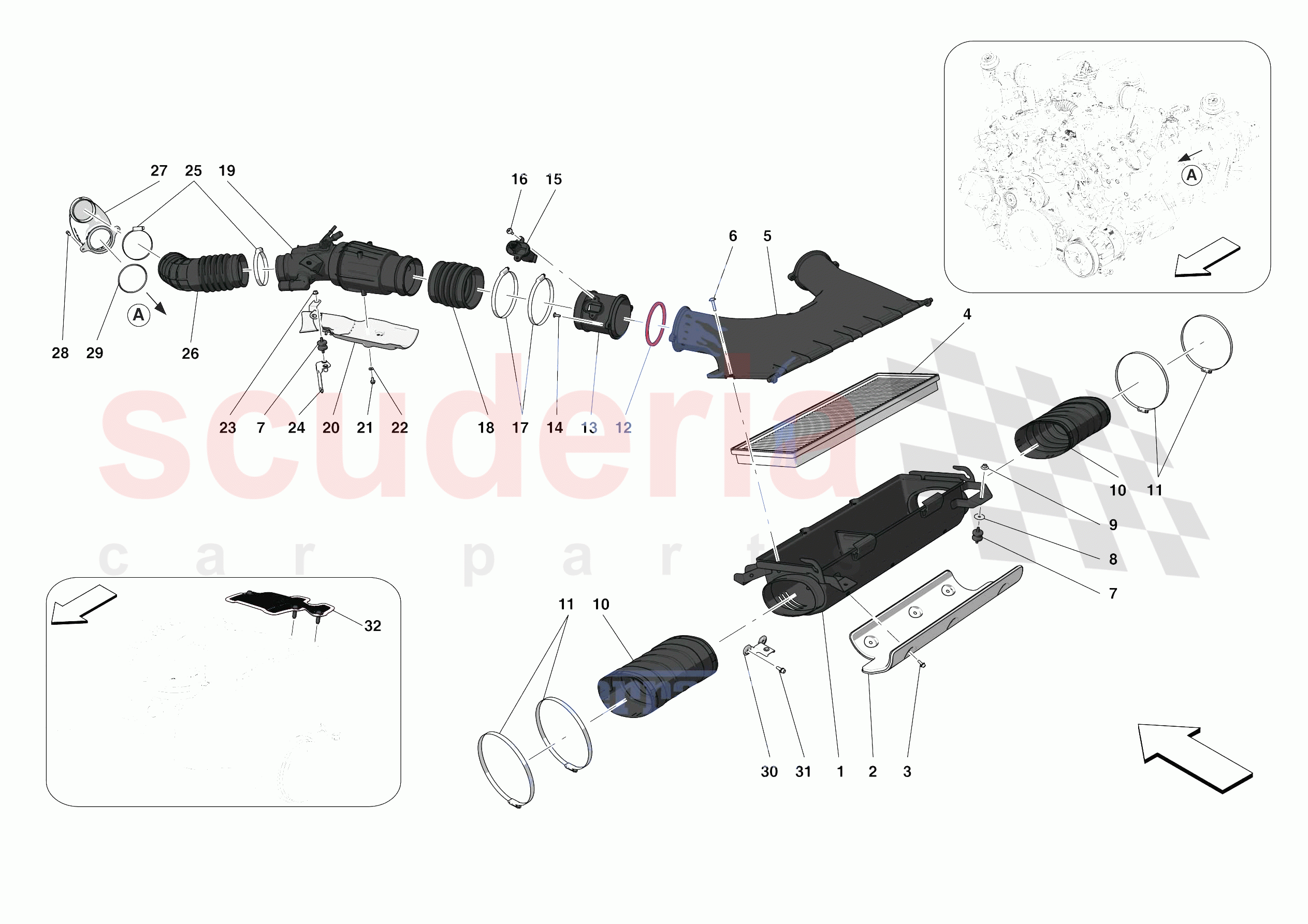 AIR FILTER, AIR INTAKE AND DUCTS of Ferrari Ferrari F8 Spider USA