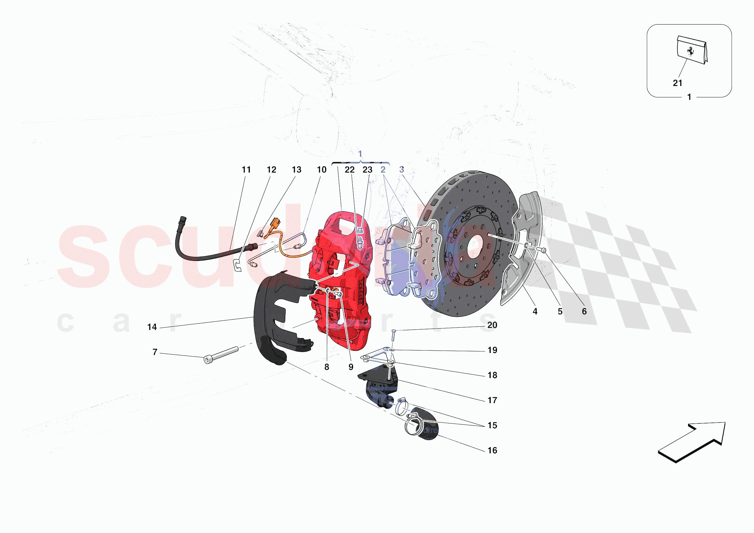FRONT SUSPENSION - CALLIPERS AND DISCS of Ferrari Ferrari F8 Spider USA