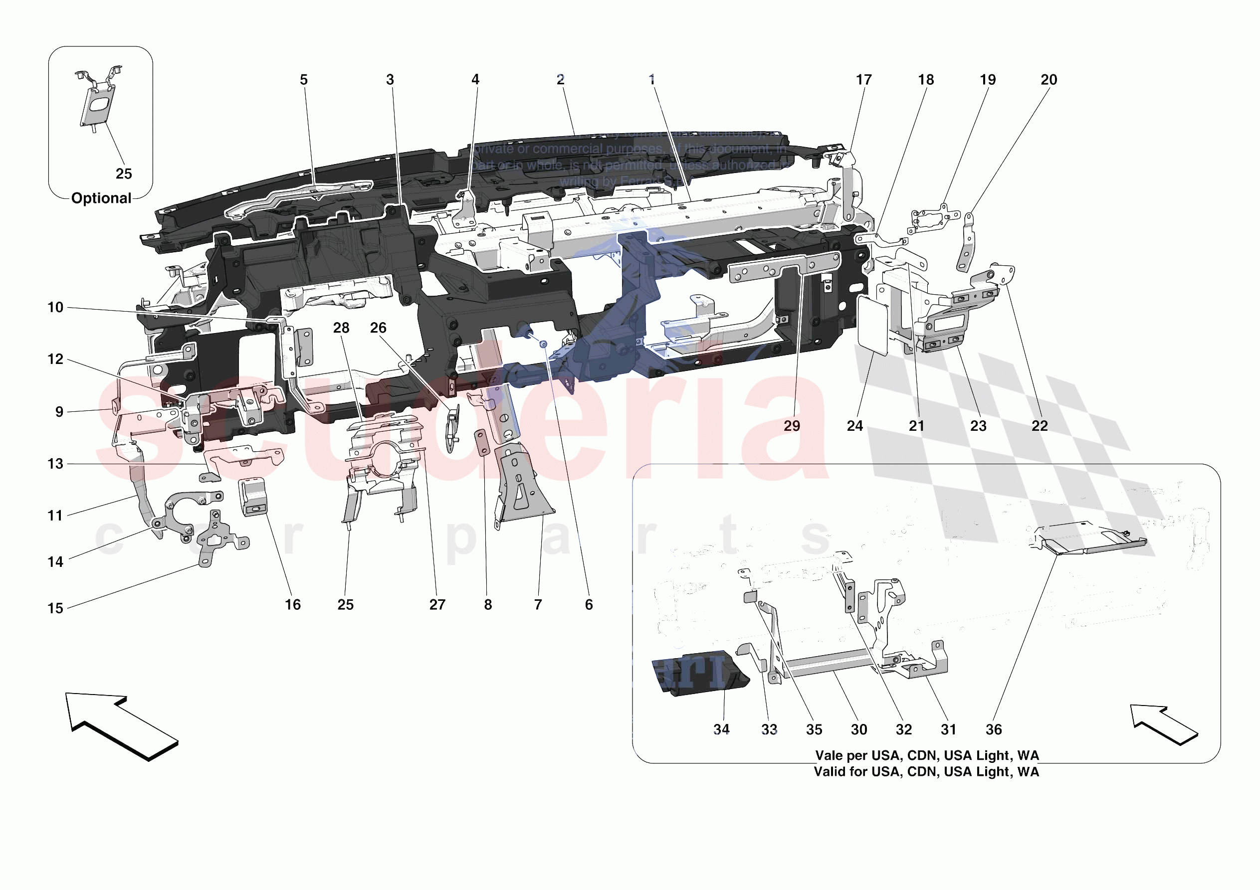 DASHBOARD - SUBSTRUCTURE -NOT FOR RHD- of Ferrari Ferrari F8 Spider USA