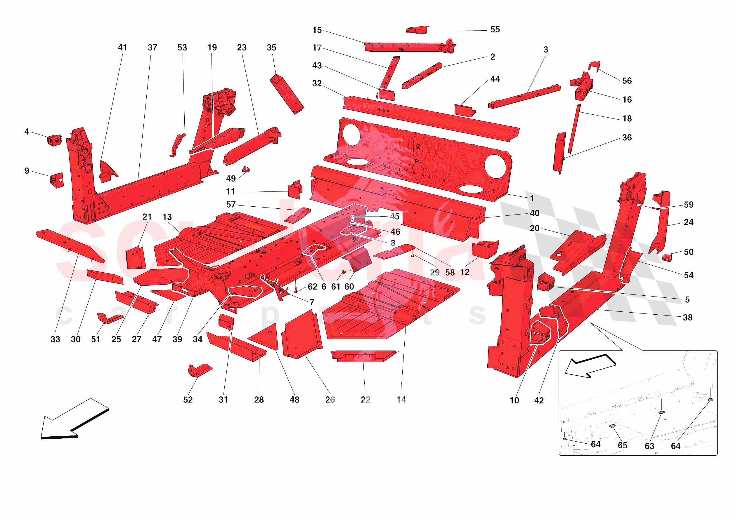 STRUCTURES AND ELEMENTS, CENTRE OF VEHICLE of Ferrari Ferrari F8 Tributo Europe