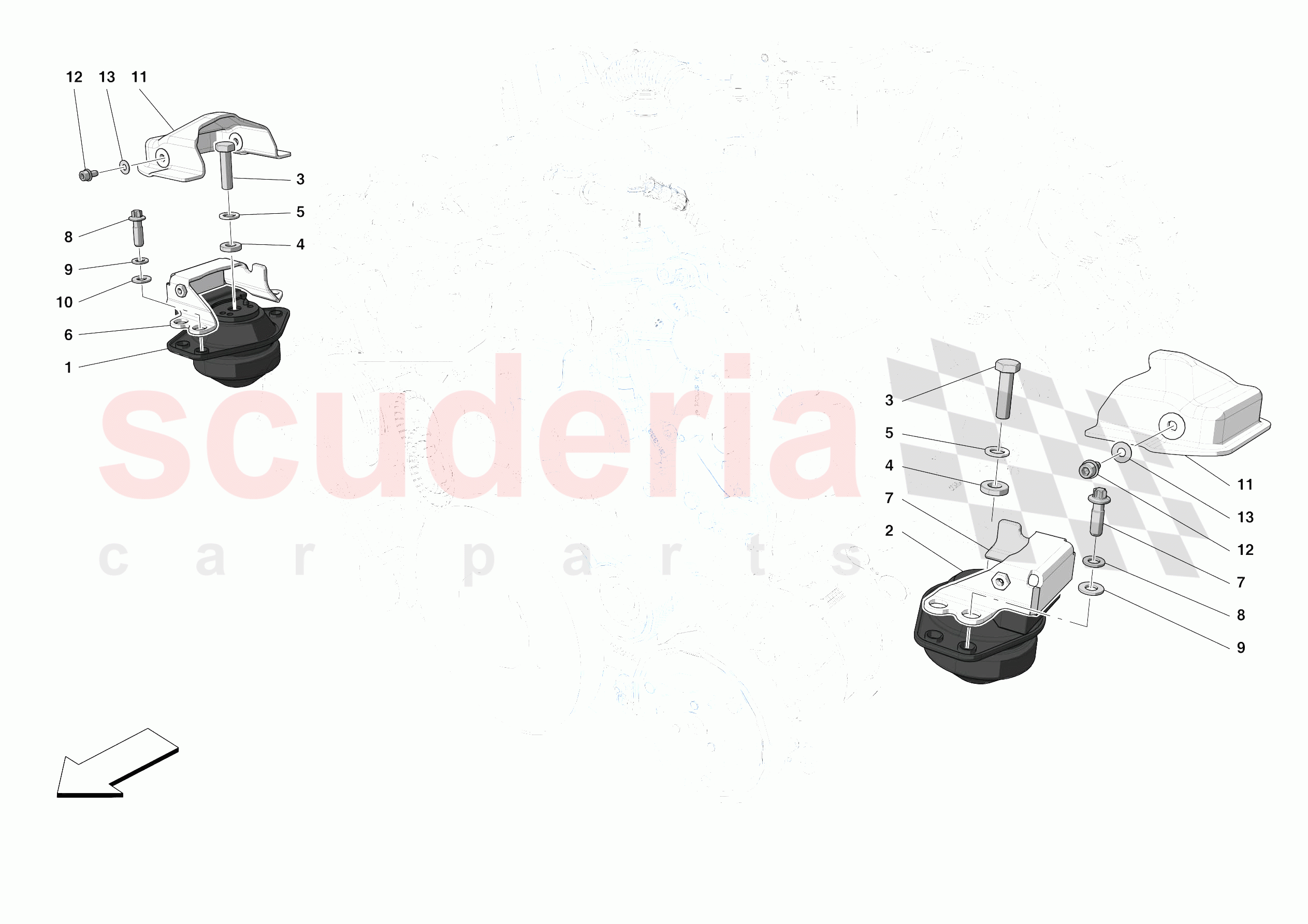 ENGINE SUSPENSION BUSH of Ferrari Ferrari F8 Tributo Europe RH