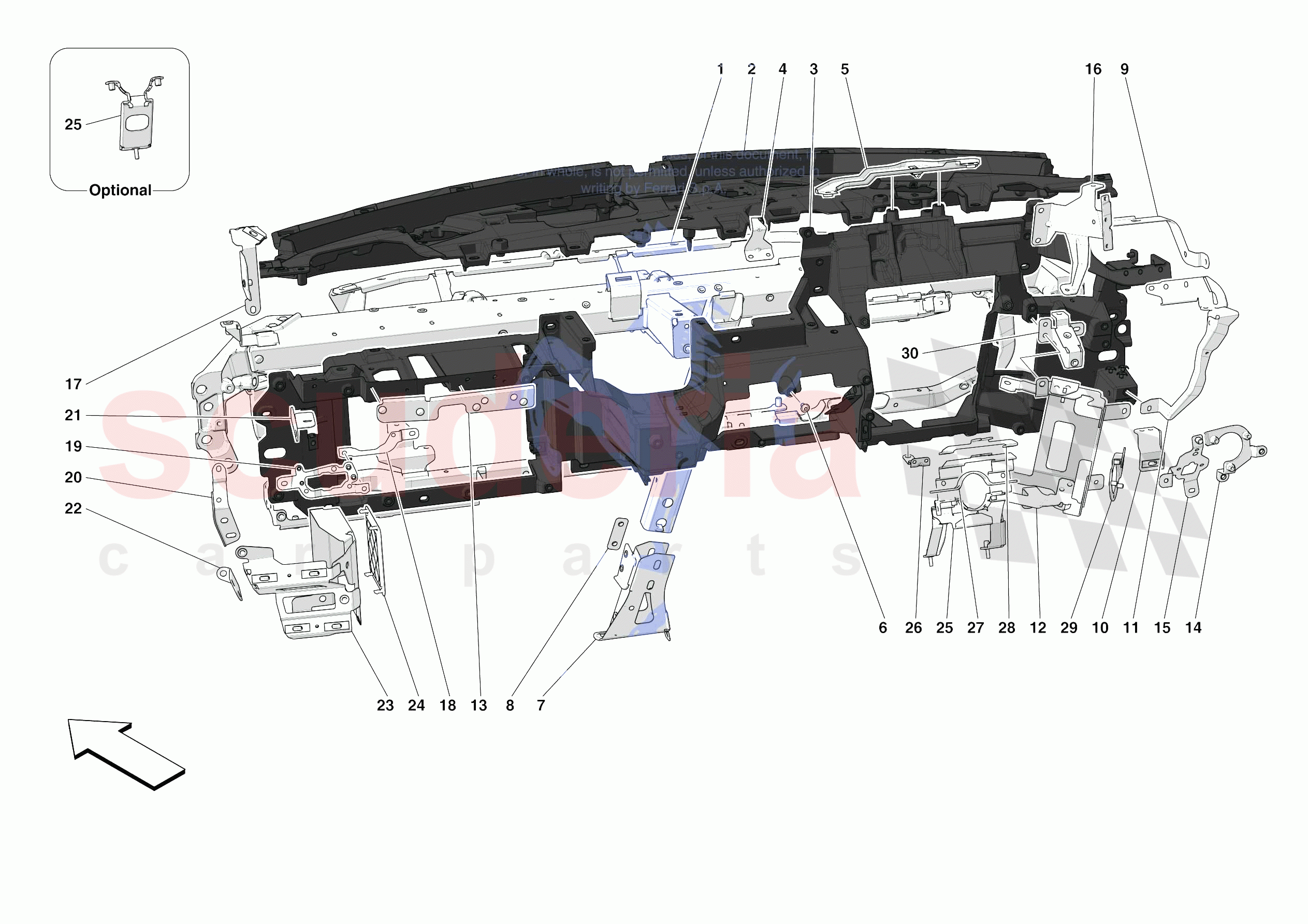 DASHBOARD - SUBSTRUCTURE -APPLICABLE FOR RHD- of Ferrari Ferrari F8 Tributo USA