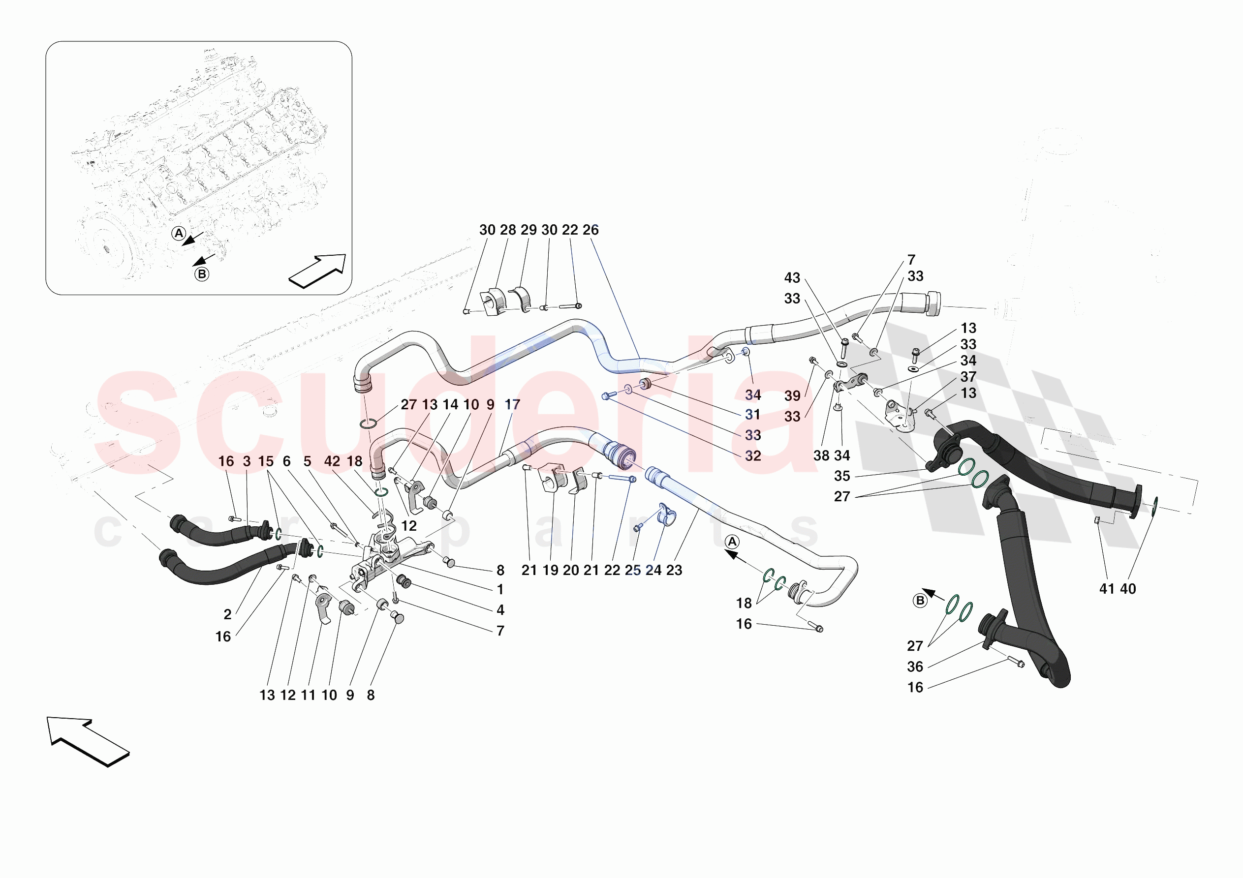 OIL PIPES AND ENGINE OIL LEVEL SENSOR of Ferrari Ferrari Monza SPA1 Europe