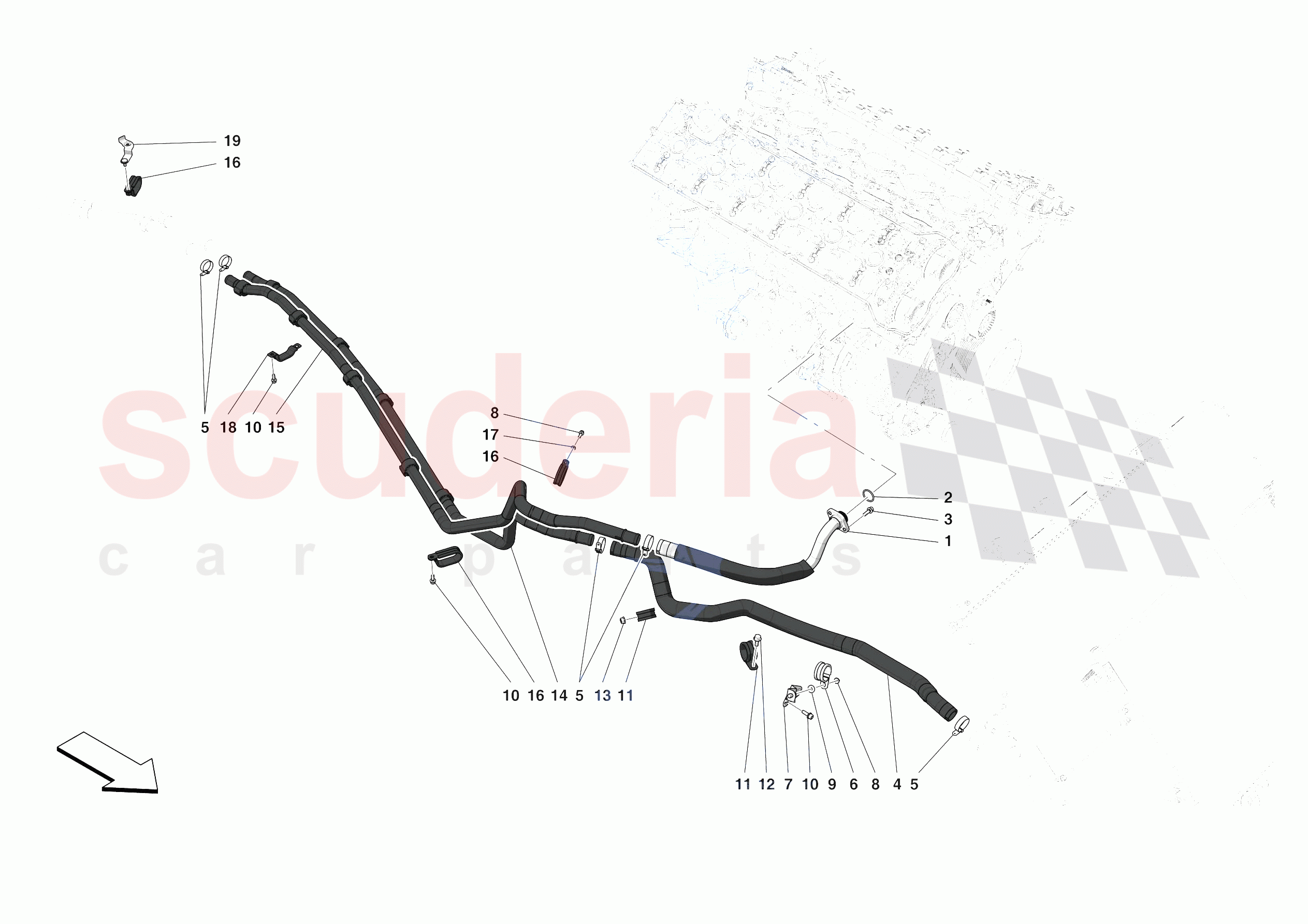 GEARBOX OIL HEAT EXCHANGER AND PIPES - FRONT-UNDERBODY PIPES of Ferrari Ferrari Monza SPA2 Europe