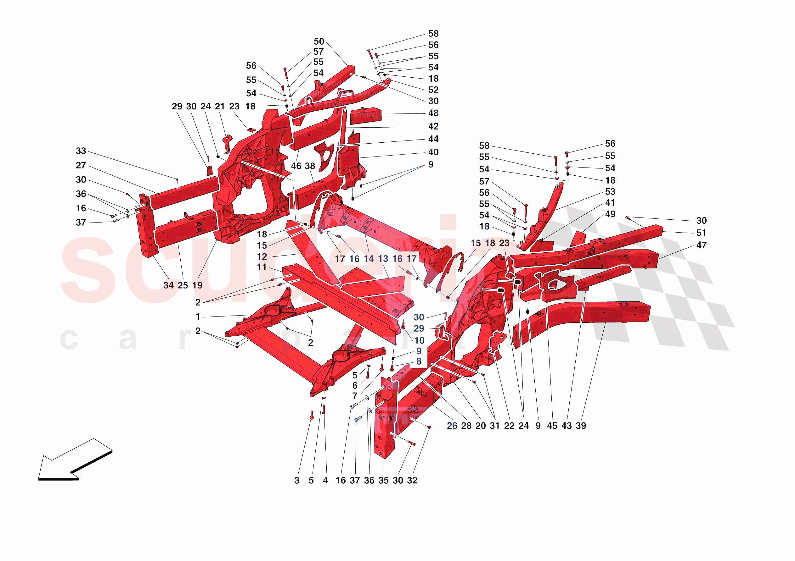 STRUCTURES AND ELEMENTS, FRONT OF VEHICLE of Ferrari Ferrari Monza SPA2 Europe