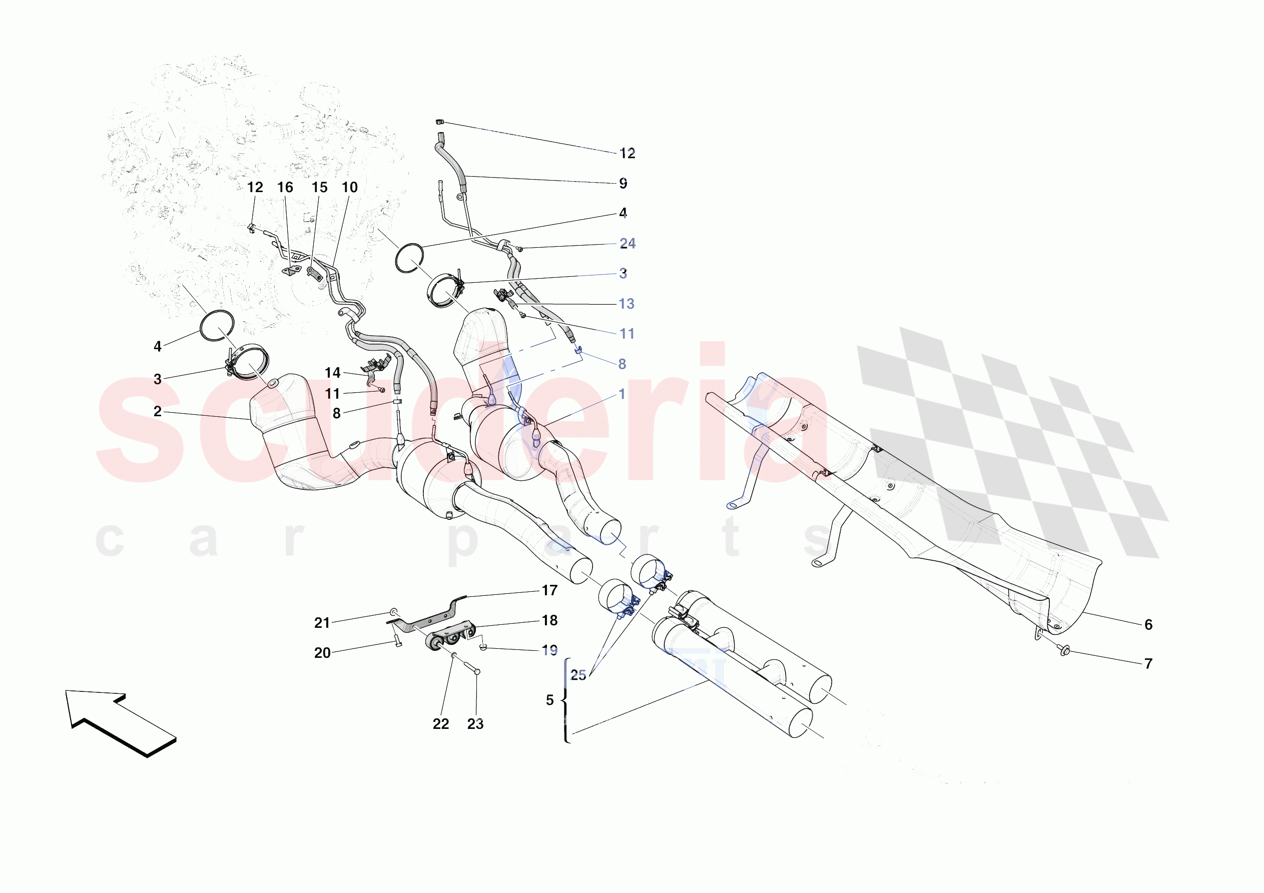 EXHAUST SYSTEM - FRONT SECTION of Ferrari Ferrari Portofino M Europe