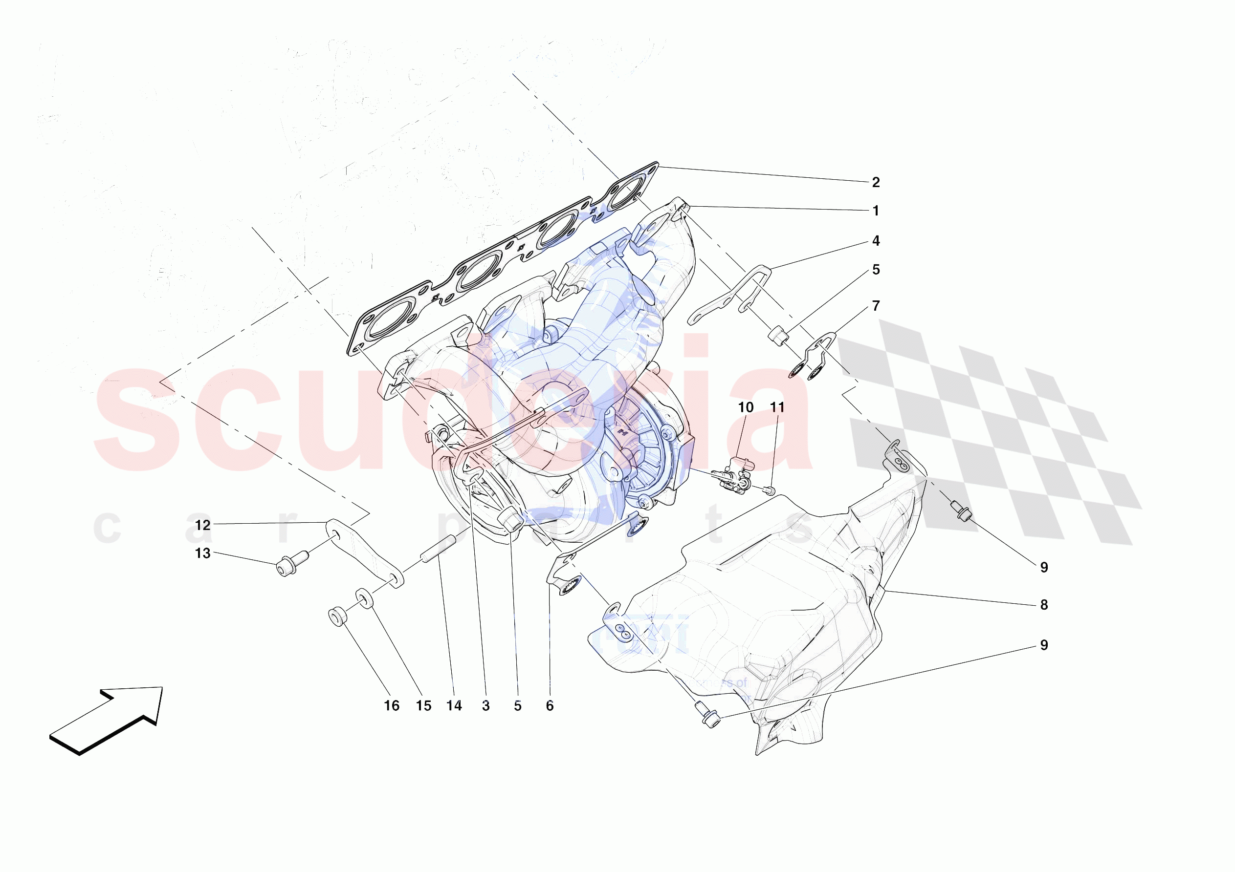 FORCED INDUCTION SYSTEM TURBOCHARGERS AND MOUNTS of Ferrari Ferrari Portofino M Europe RH