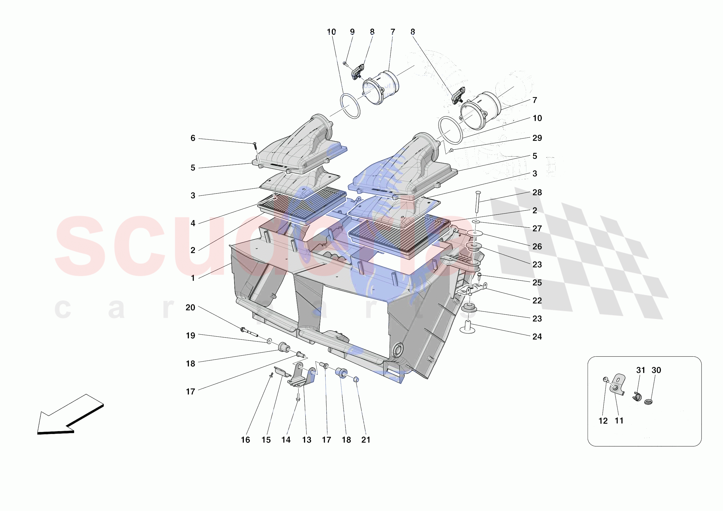 AIR FILTER, AIR INTAKE AND DUCTS of Ferrari Ferrari Portofino M USA