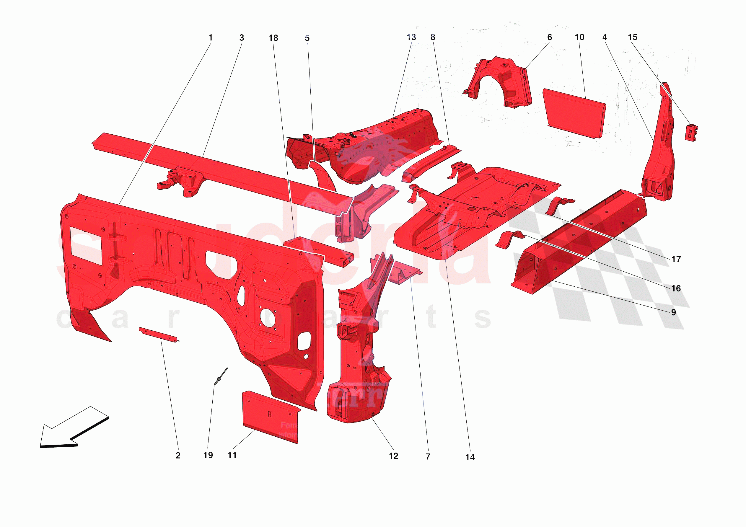 STRUCTURES AND ELEMENTS, CENTRE OF VEHICLE of Ferrari Ferrari Portofino USA