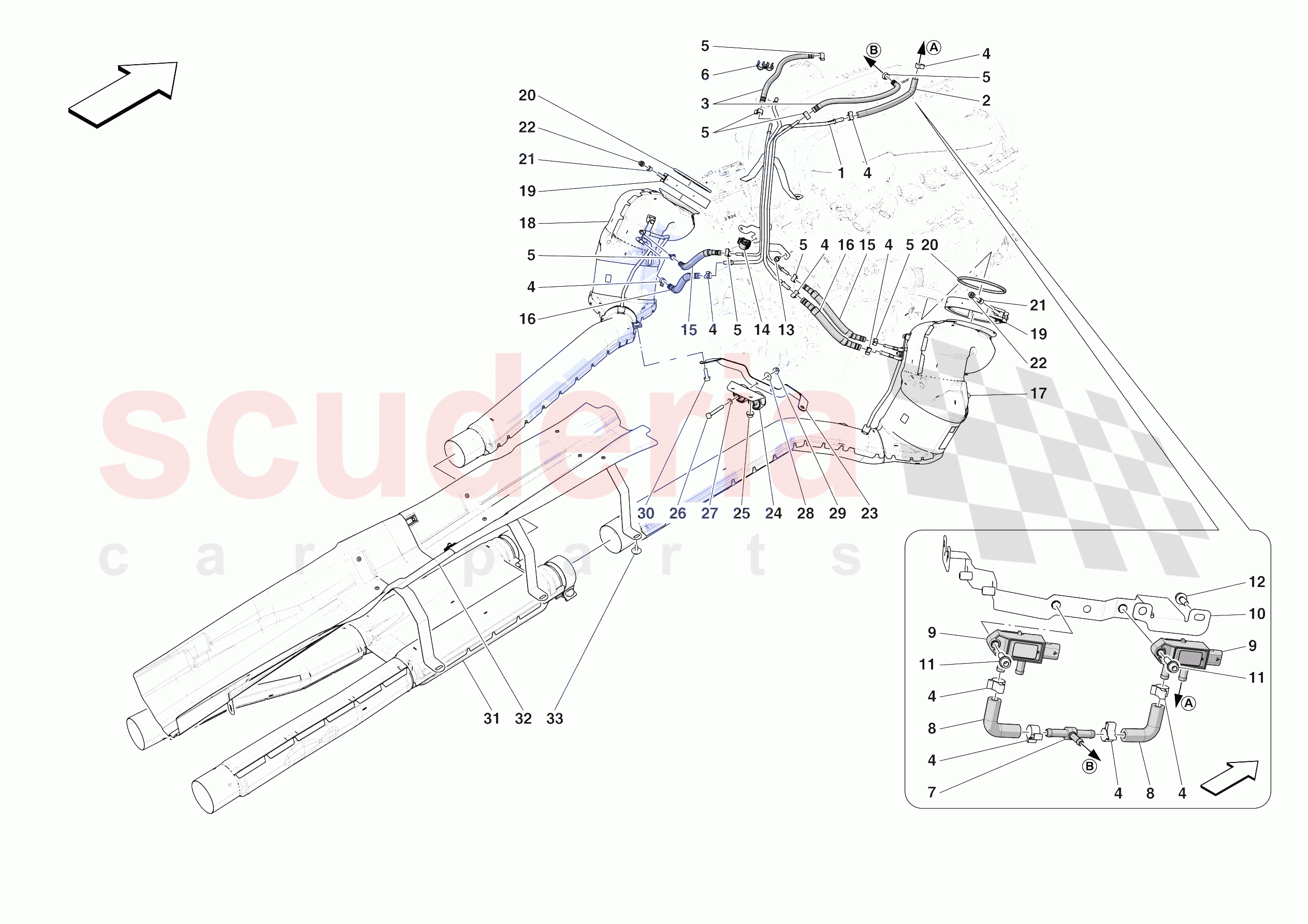 EXHAUST SYSTEM - FRONT SECTION of Ferrari Ferrari Purosangue Europe RH
