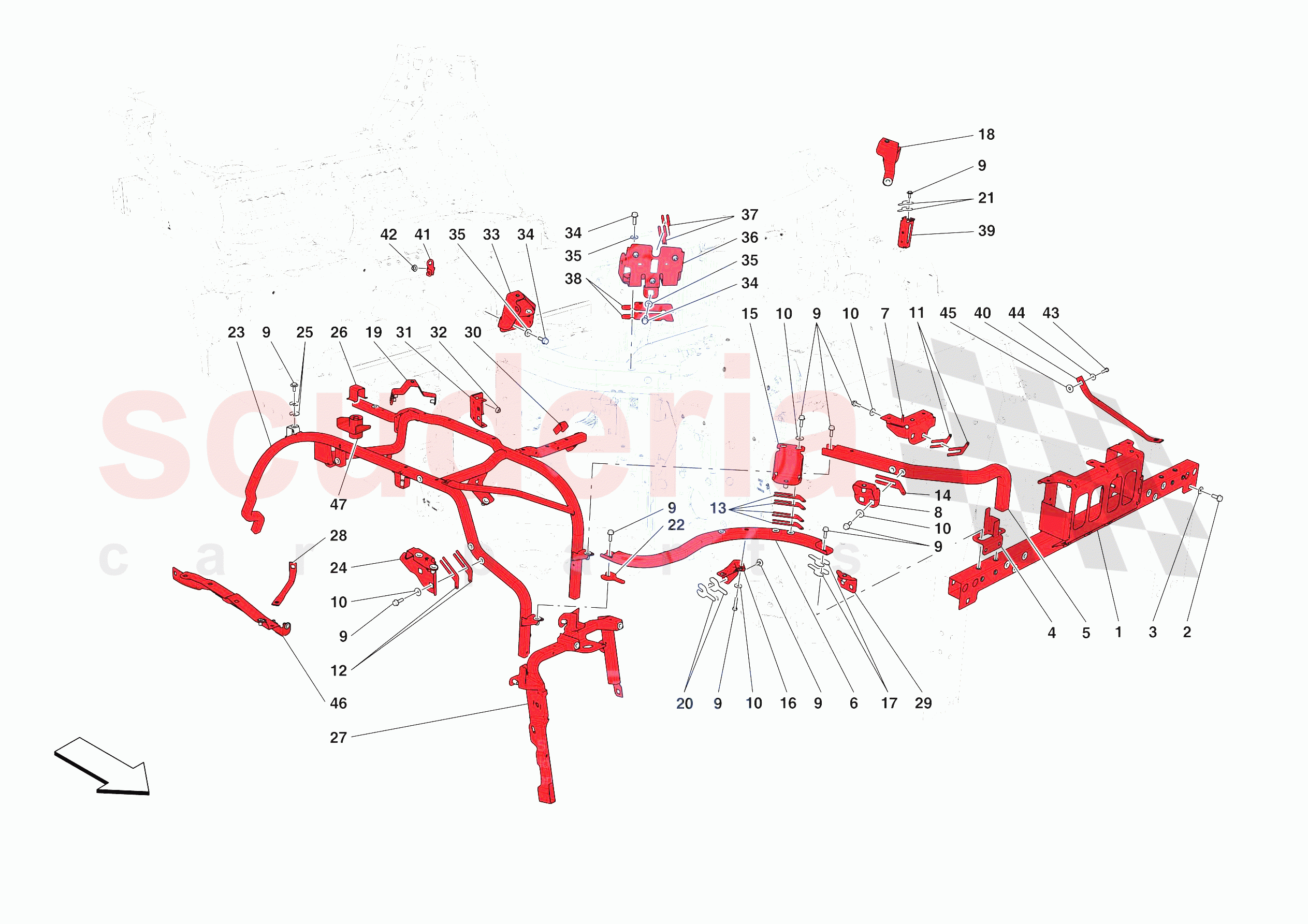 FRONT SUBSTRUCTURE of Ferrari Ferrari Purosangue Europe RH
