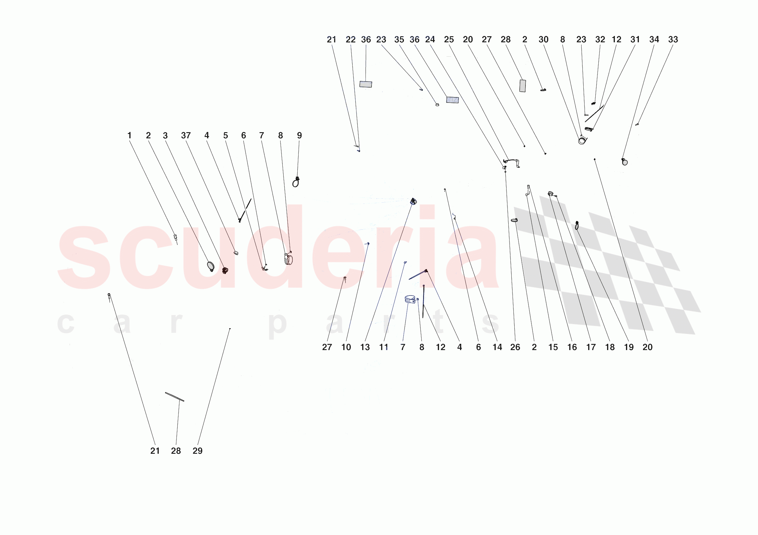 VARIOUS FASTENINGS FOR THE ELECTRICAL SYSTEM of Ferrari Ferrari Purosangue Europe RH
