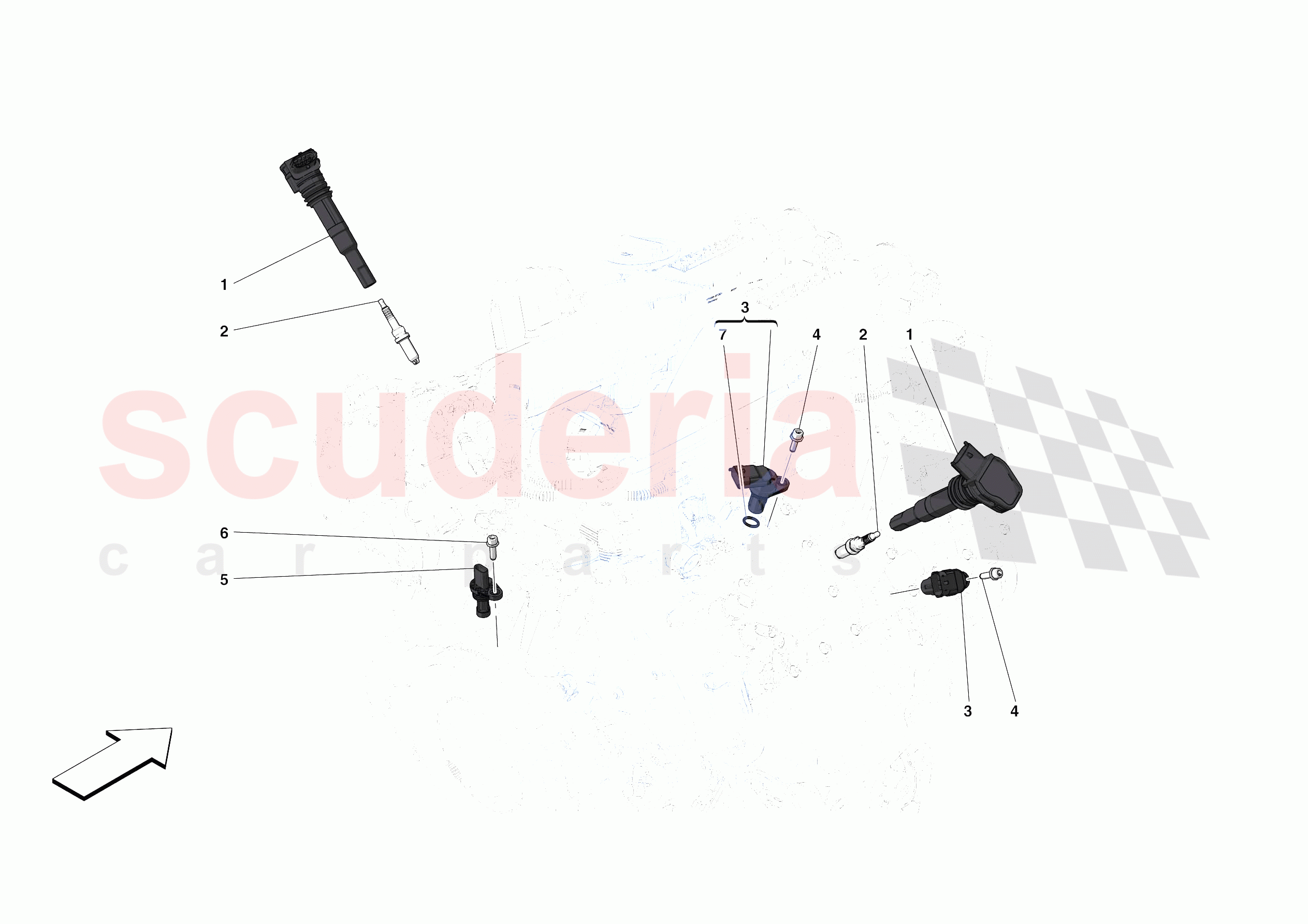 IGNITION COIL, SPARK PLUGS AND SENSORS of Ferrari Ferrari Roma Europe