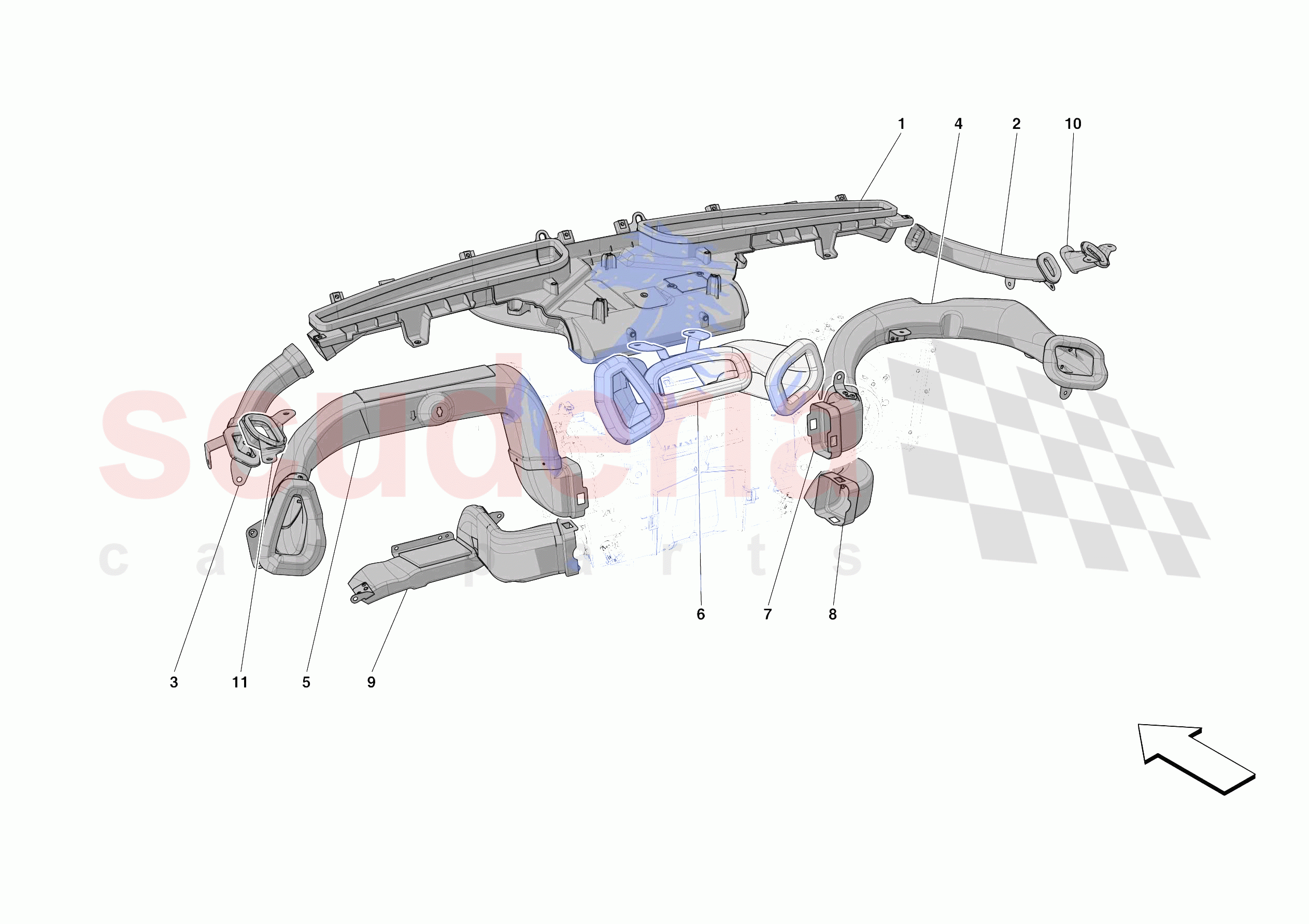 DASHBOARD - DUCTS -NOT FOR RHD- of Ferrari Ferrari Roma Europe