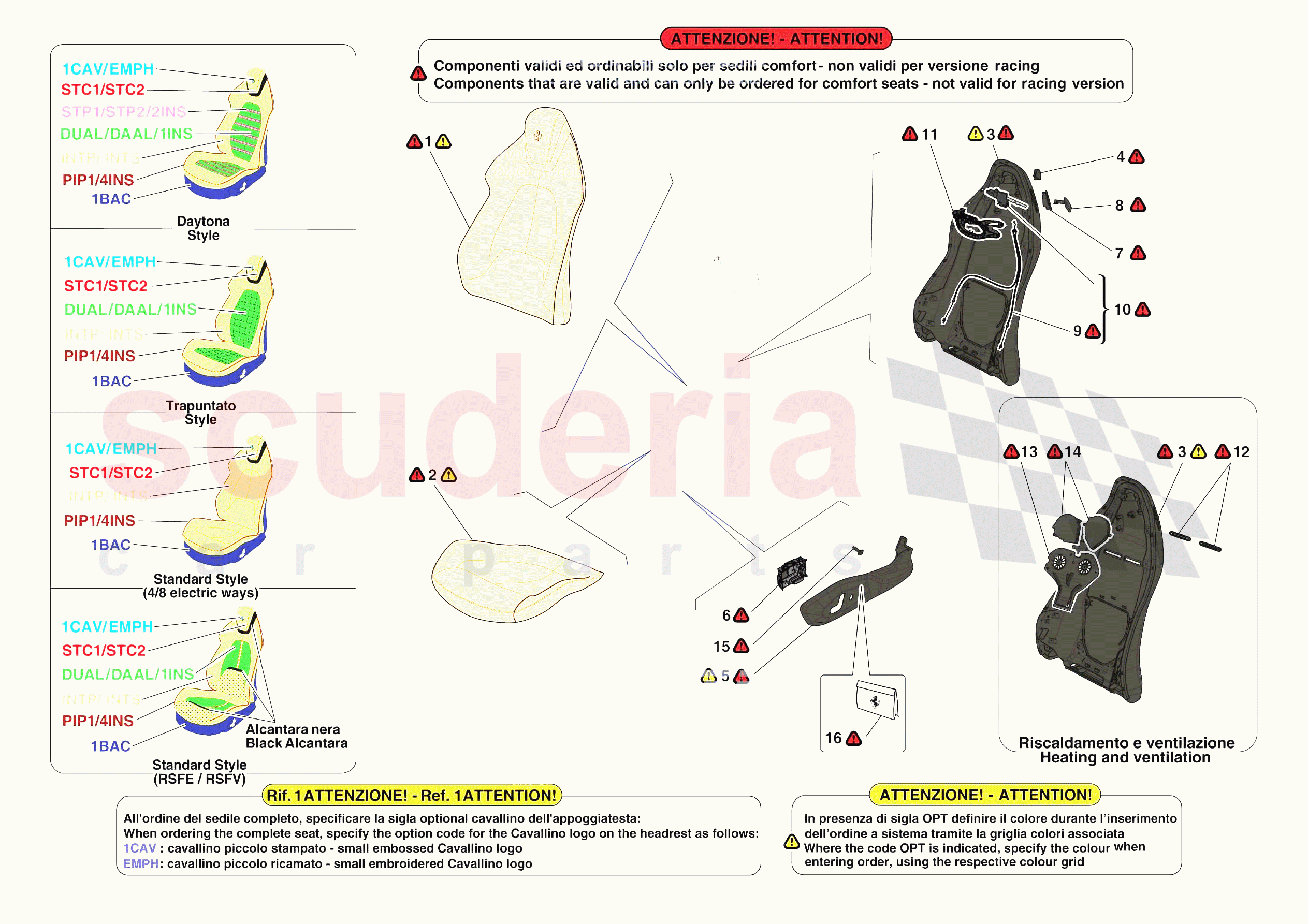 FRONT SEATS - SEAT TRIMS of Ferrari Ferrari Roma Europe