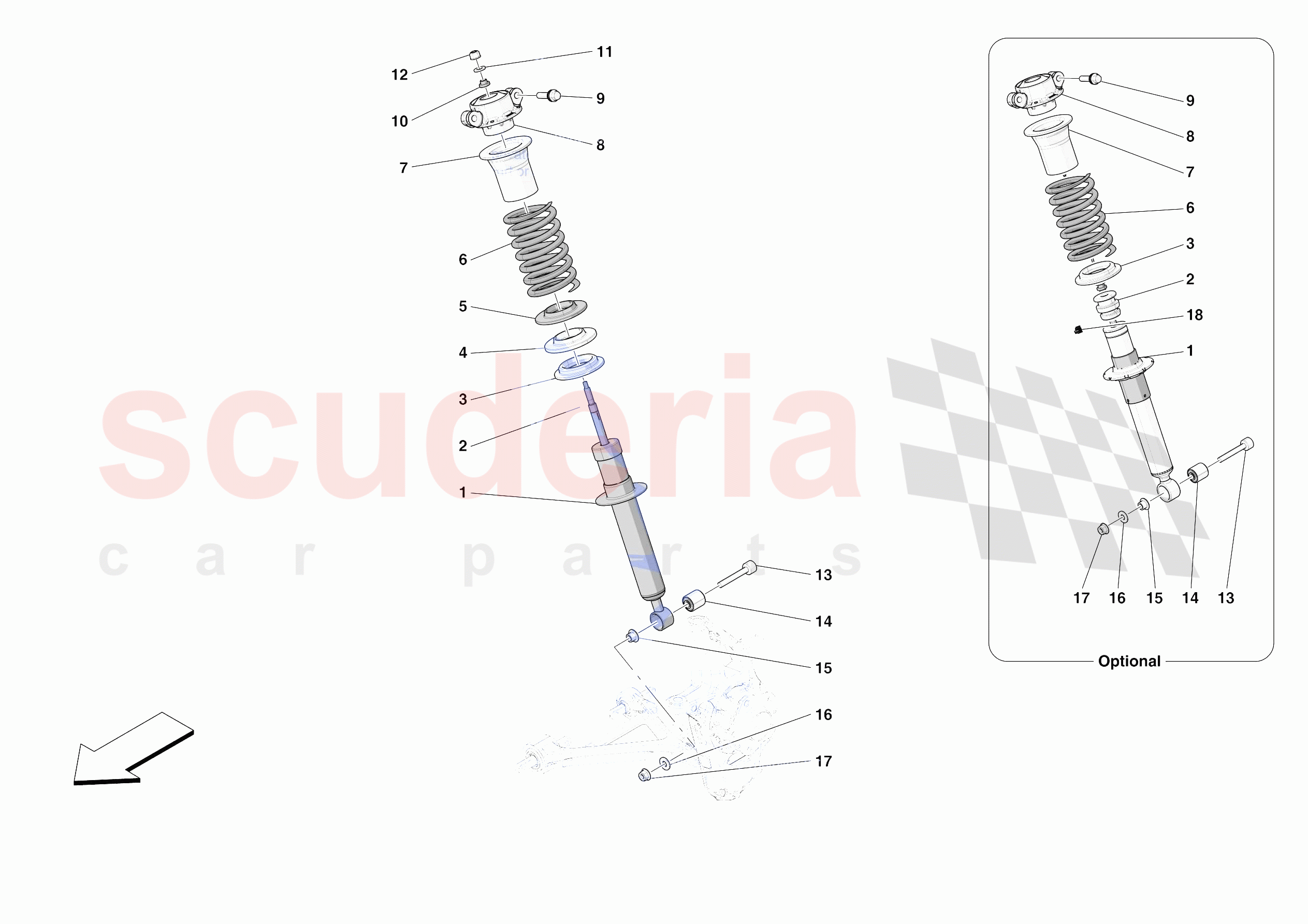 FRONT SUSPENSION - SHOCK ABSORBERS of Ferrari Ferrari Roma Europe RH