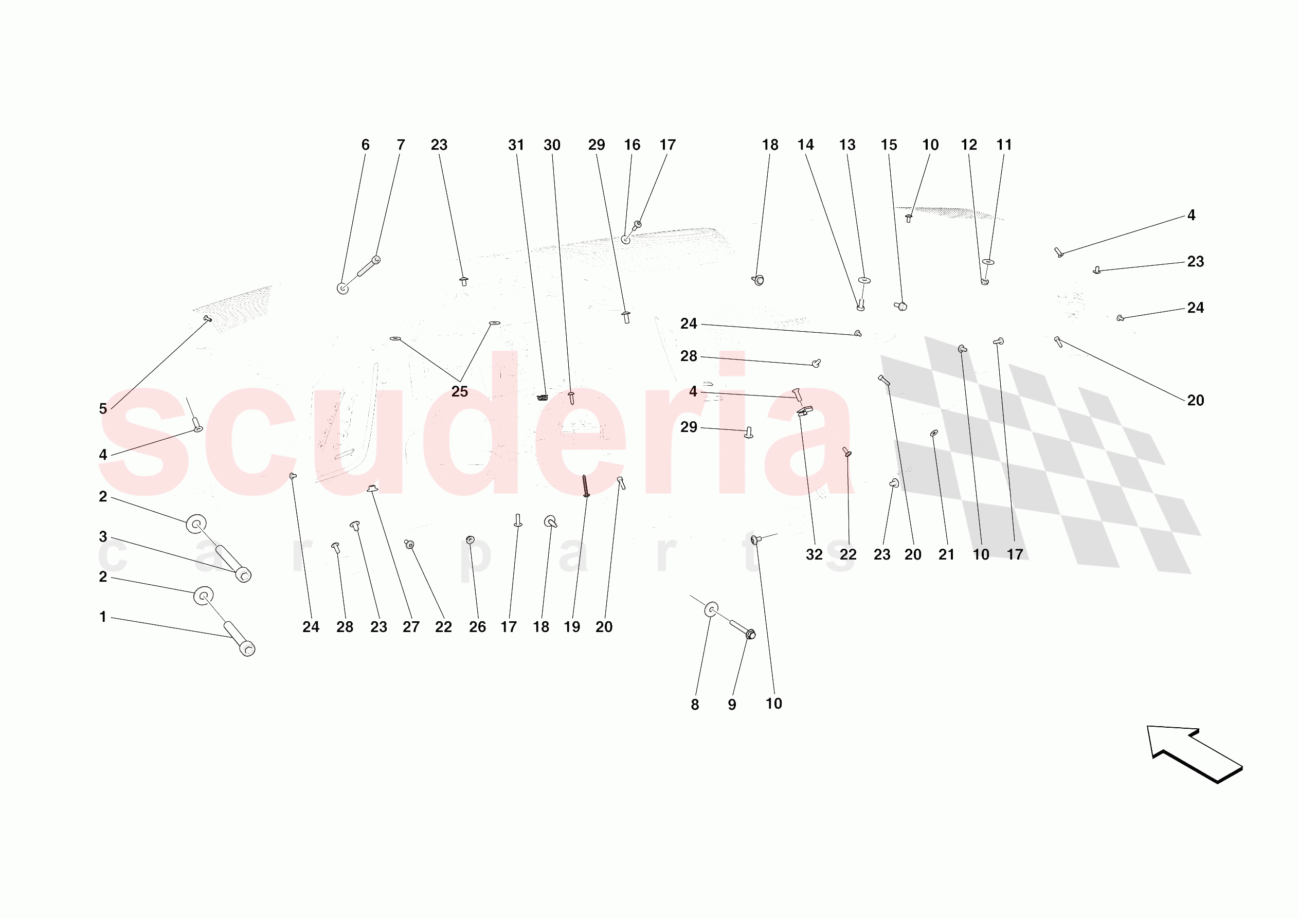 DASHBOARD - FASTENERS of Ferrari Ferrari Roma Europe RH