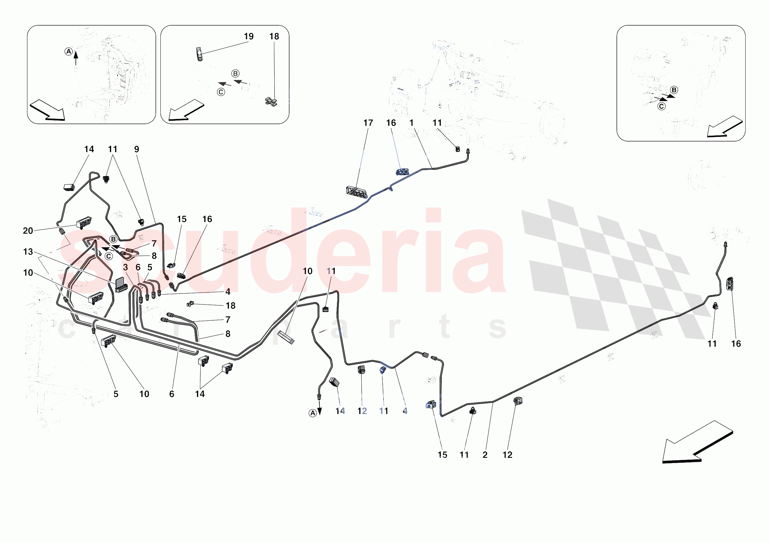 HYDRAULIC BRAKE CONTROL PIPES -APPLICABLE FOR RHD- of Ferrari Ferrari Roma Spider Europe
