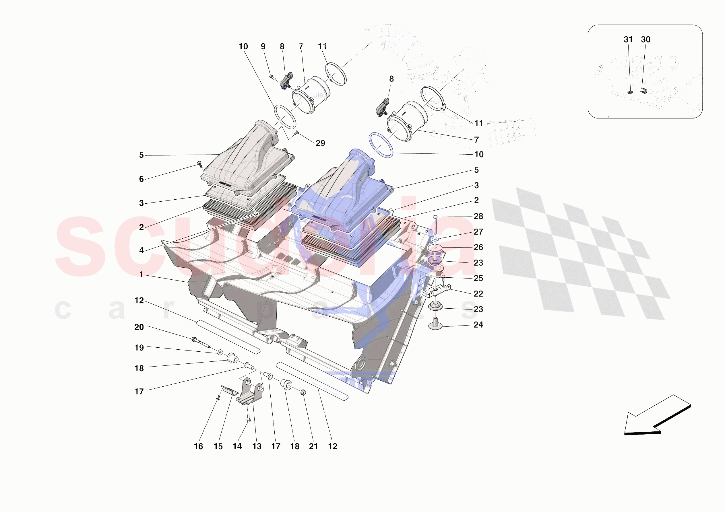 AIR FILTER, AIR INTAKE AND DUCTS of Ferrari Ferrari Roma USA