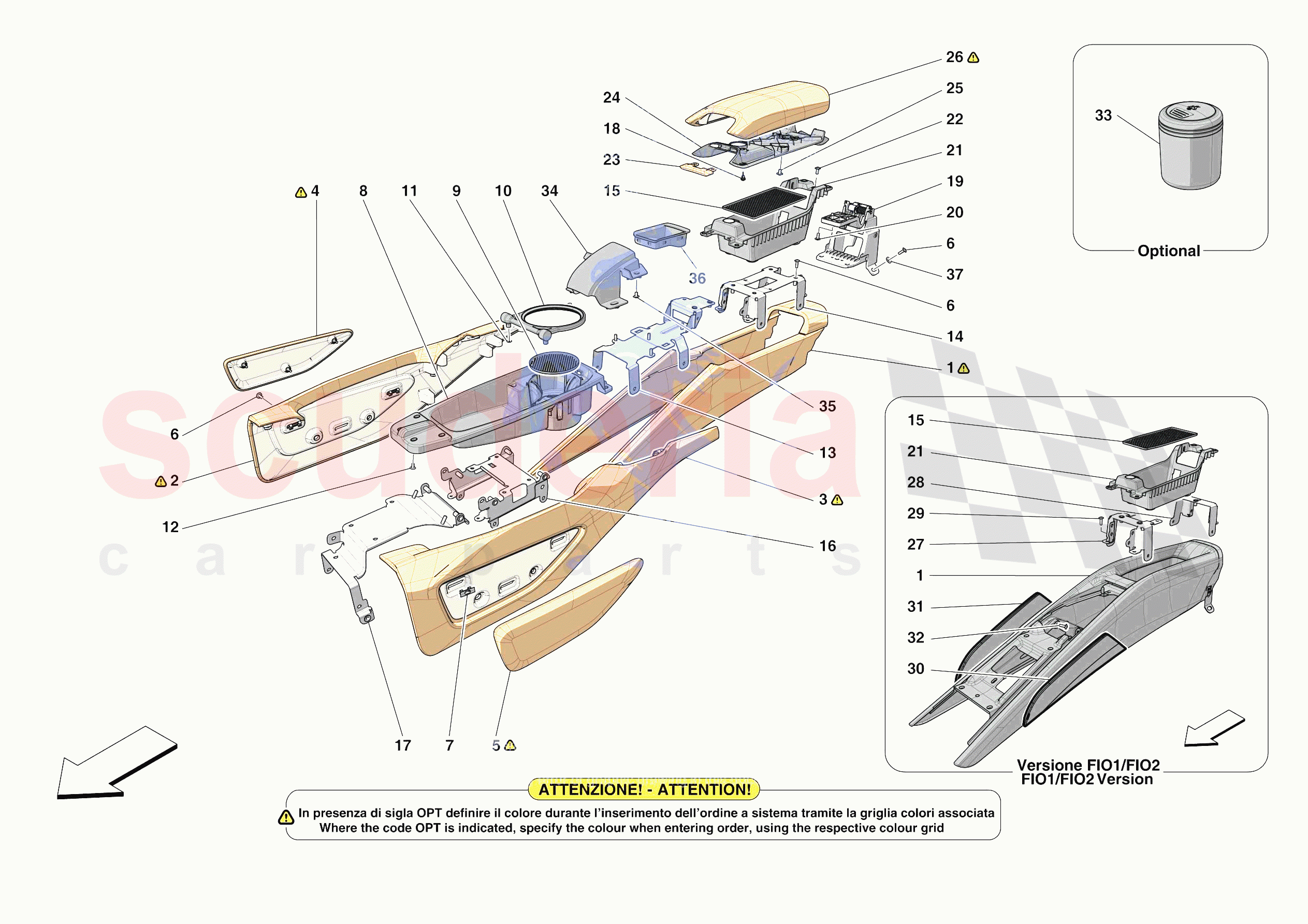 CENTRE TUNNEL AND CONSOLE of Ferrari Ferrari SF90 Spider Europe RH