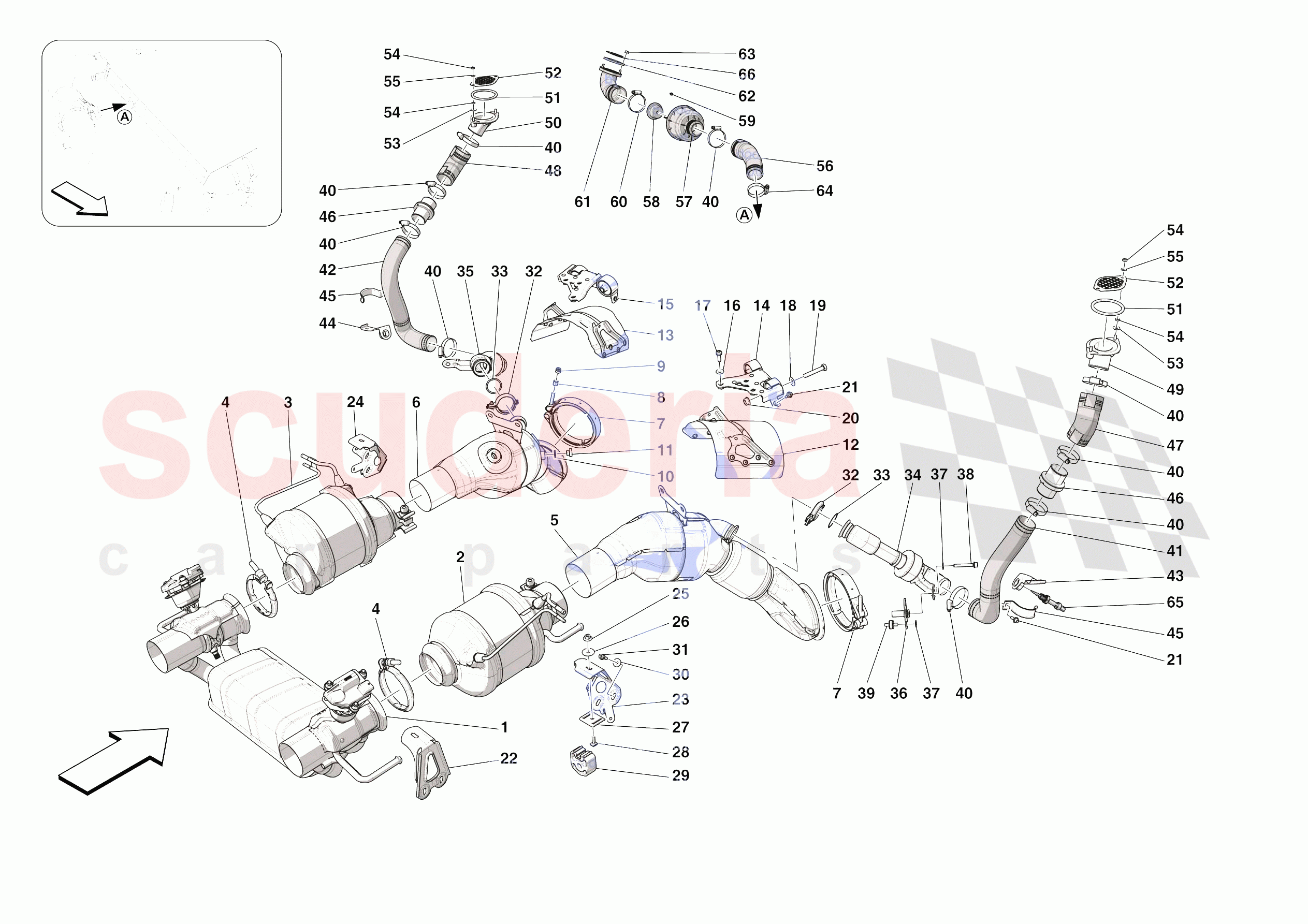 EXHAUST SYSTEM - FRONT SECTION of Ferrari Ferrari SF90 Spider USA