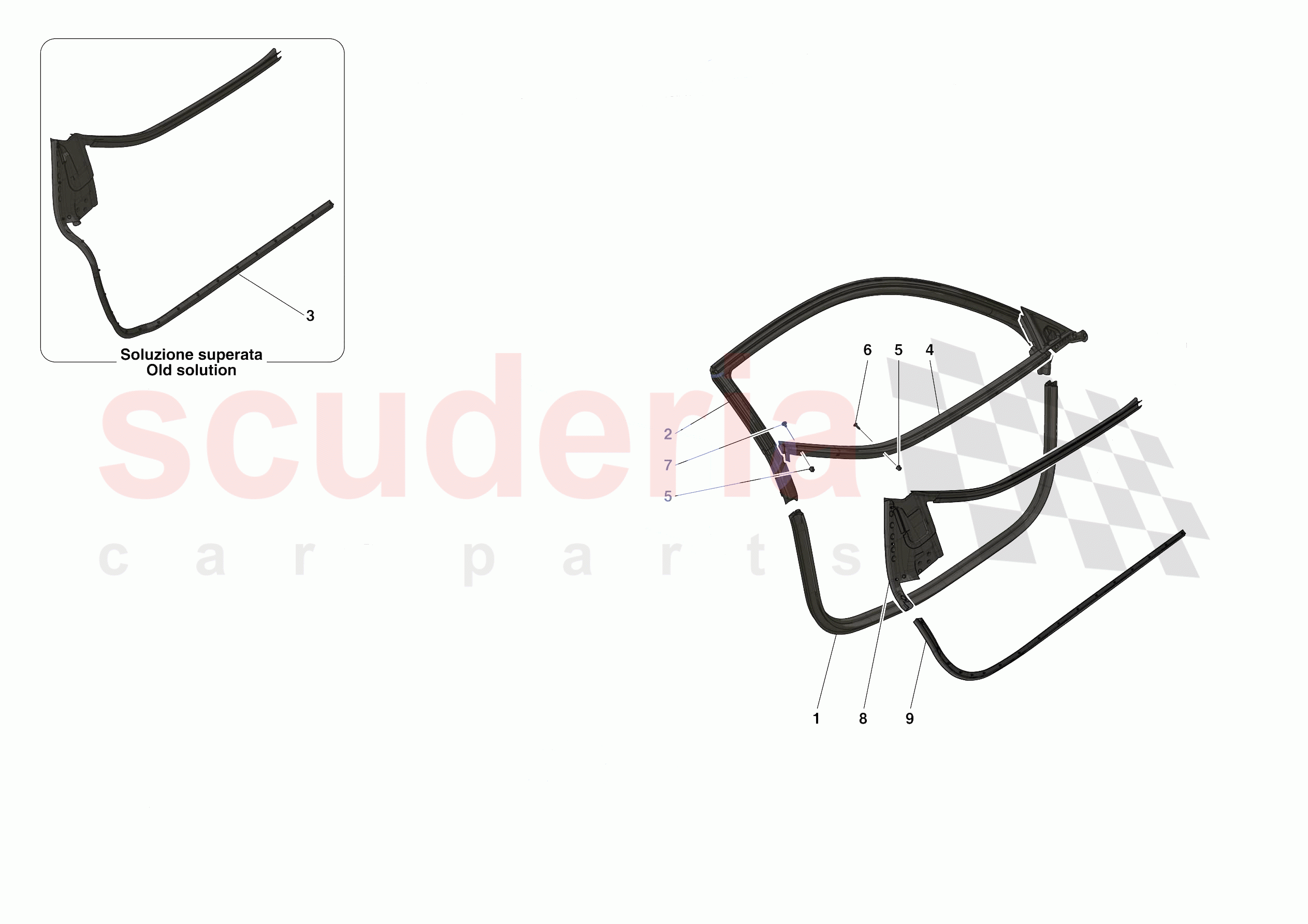 DOOR SEALS of Ferrari Ferrari SF90 Stradale Europe RH