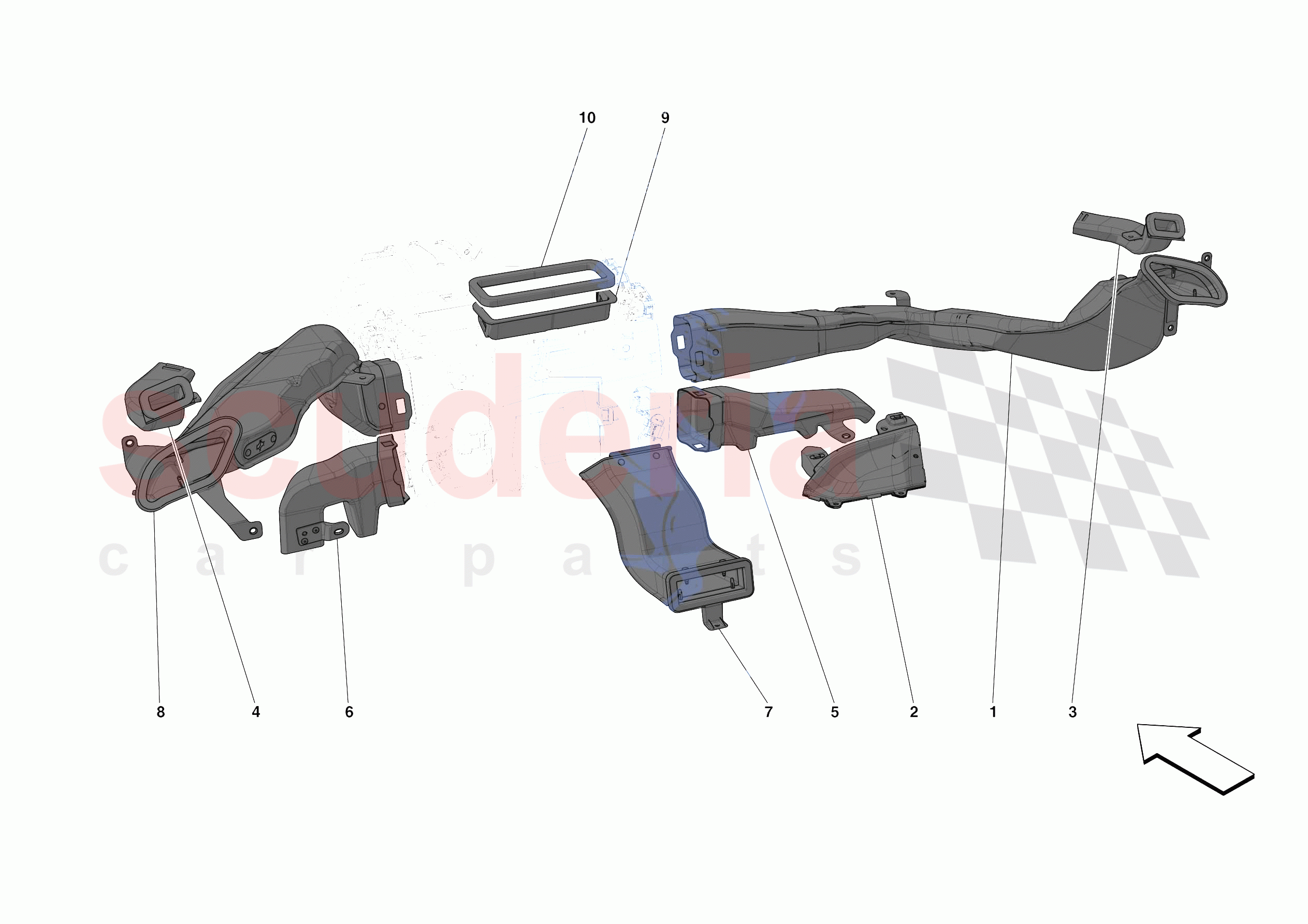 DASHBOARD - DUCTS -APPLICABLE FOR RHD- of Ferrari Ferrari SF90 Stradale Europe RH