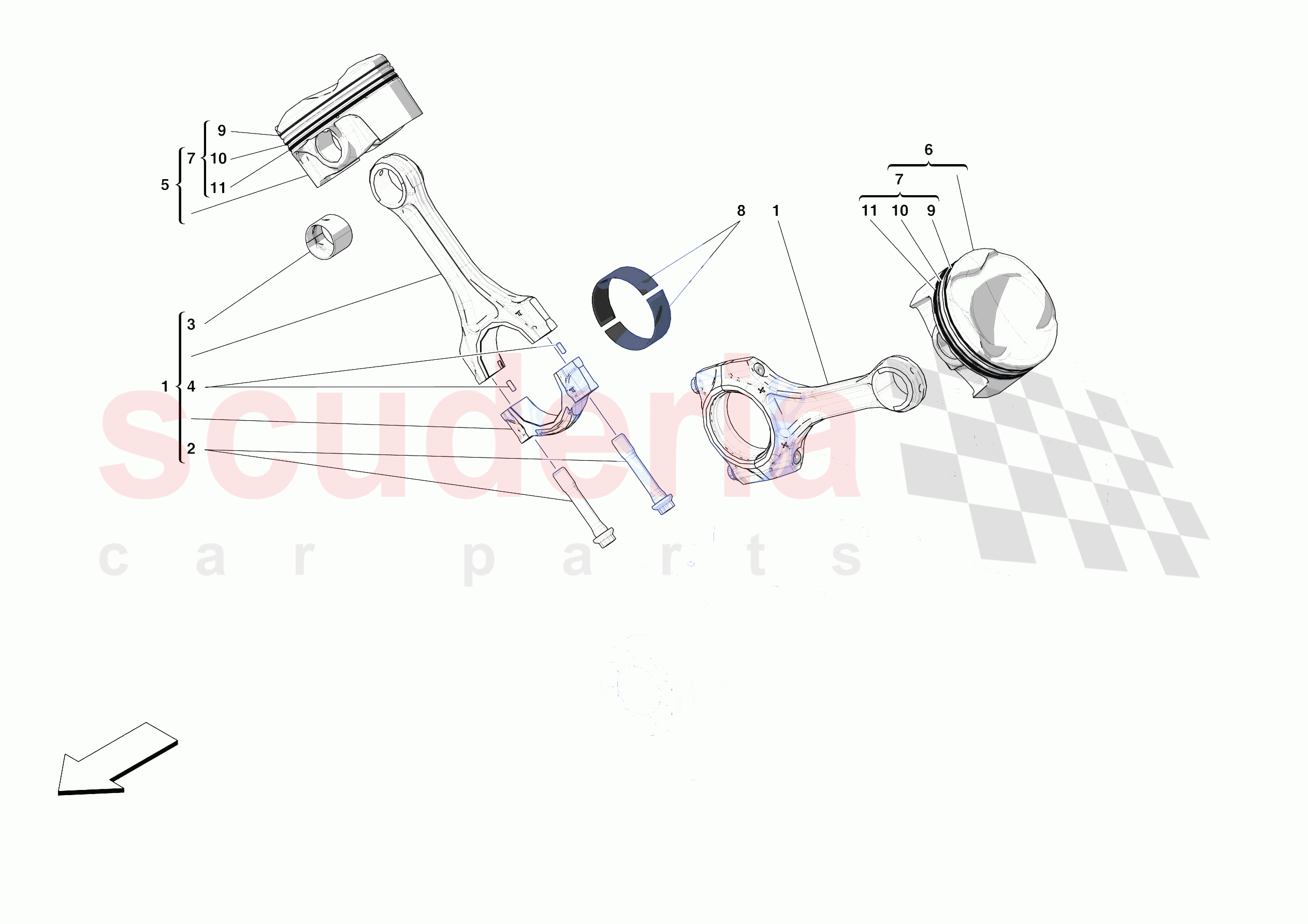 PISTONS AND CONNECTING RODS of Ferrari Ferrari SF90 Stradale USA