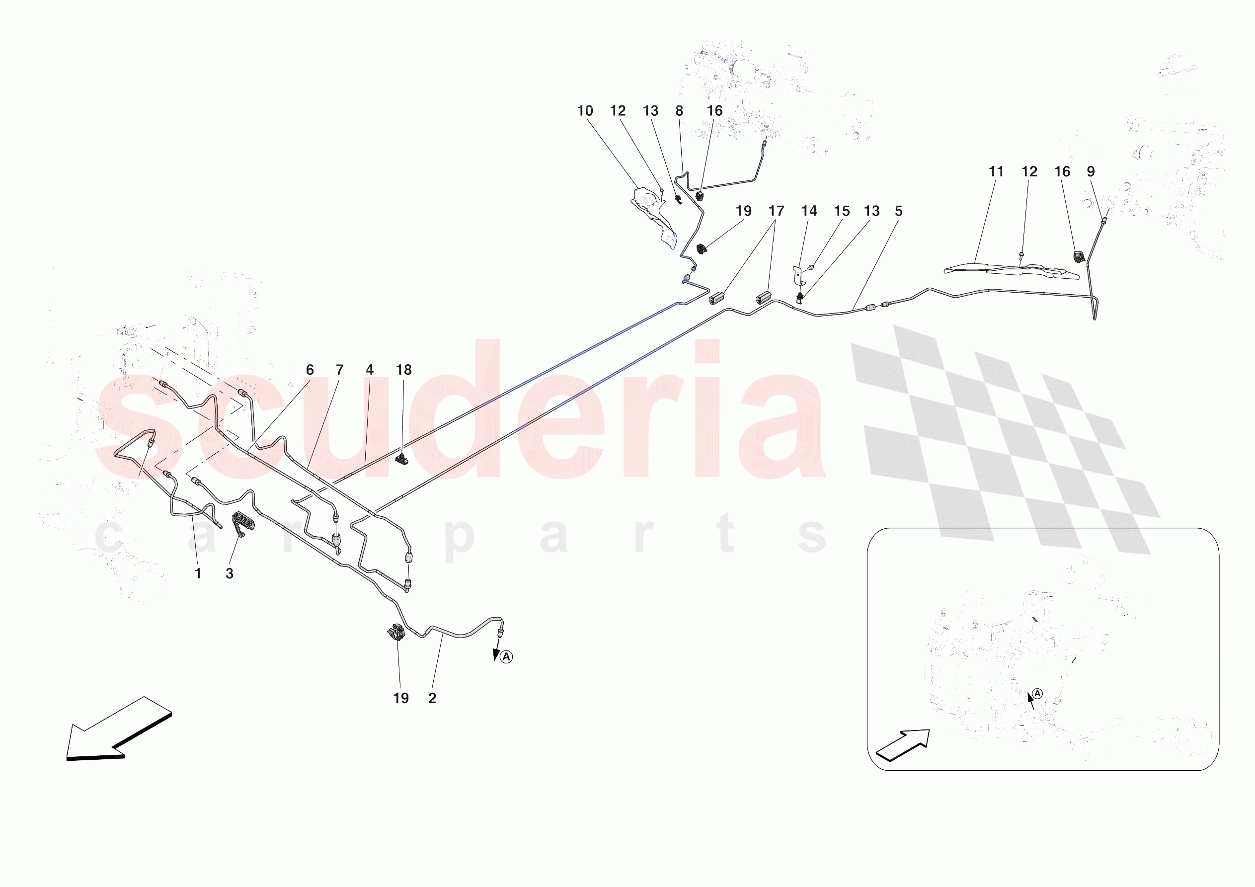 HYDRAULIC BRAKE CONTROL PIPES -APPLICABLE FOR RHD- of Ferrari Ferrari SF90 XX Spider Europe
