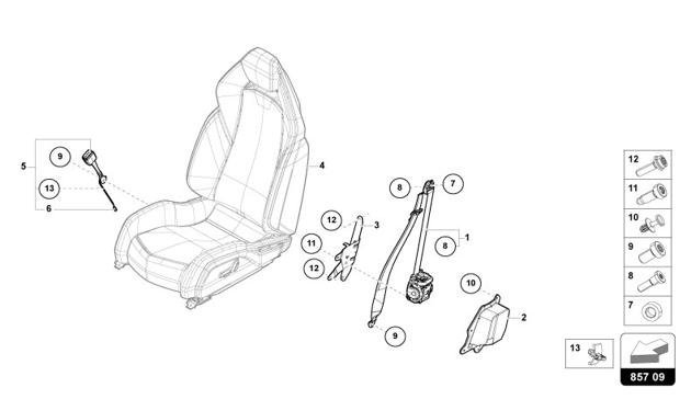 THREE-POINT SAFETY BELT of Lamborghini Lamborghini REVUELTO REVUELTO COUPE'