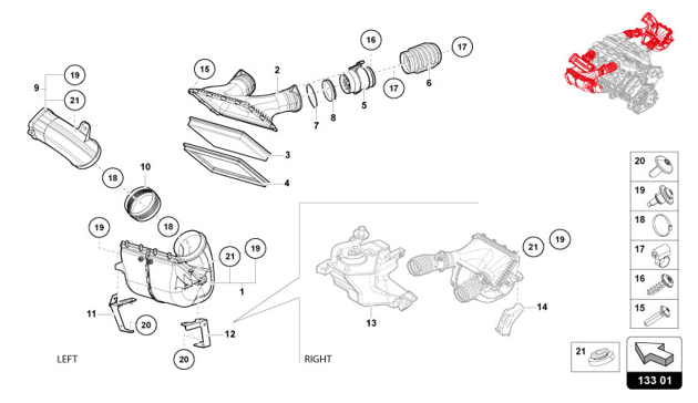 AIR FILTER HOUSING of Lamborghini Lamborghini REVUELTO REVUELTO COUPE'