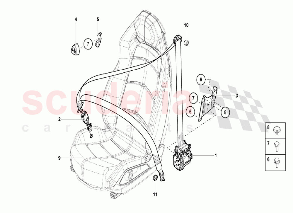 Safety Belts of Lamborghini Lamborghini Aventador LP740 S