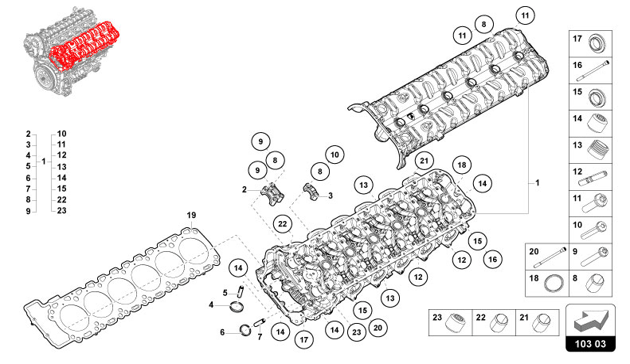 CYLINDER HEAD LEFT SIDE of Lamborghini Lamborghini REVUELTO REVUELTO COUPE'