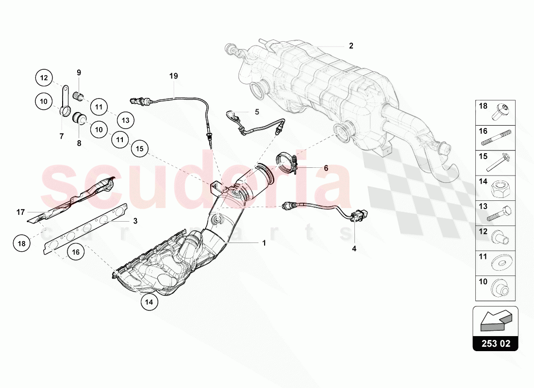 EXHAUST SYSTEM of Lamborghini Lamborghini Huracan Evo Coupe