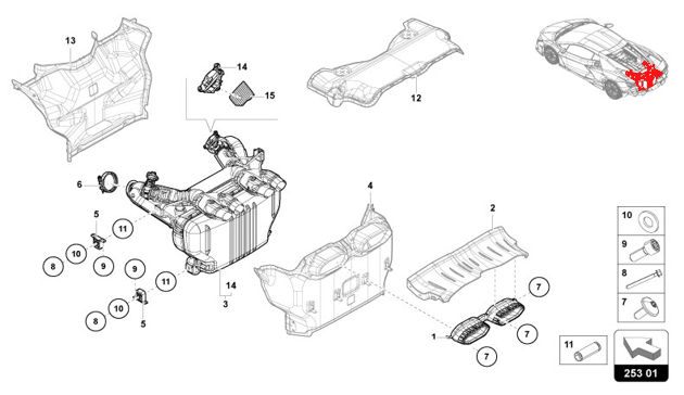 REAR SILENCER WITH TWIN TAIL PIPE of Lamborghini Lamborghini REVUELTO REVUELTO COUPE'