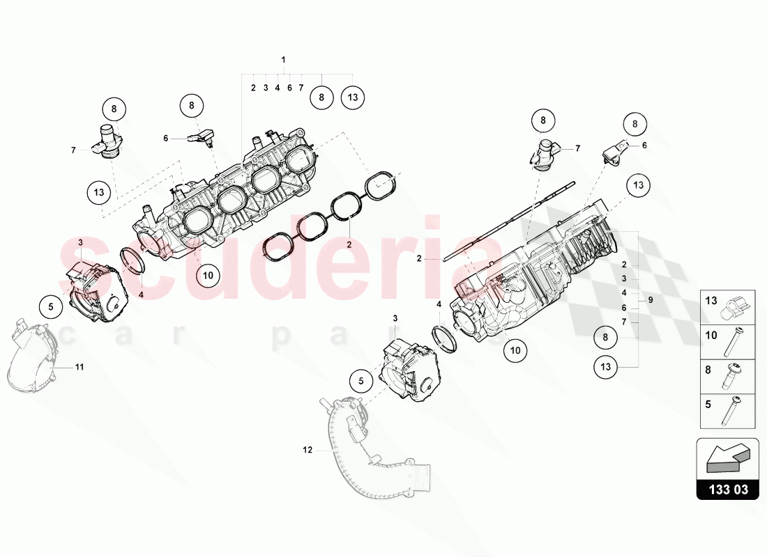 INTAKE MANIFOLD of Lamborghini Lamborghini Urus (2018-2019)