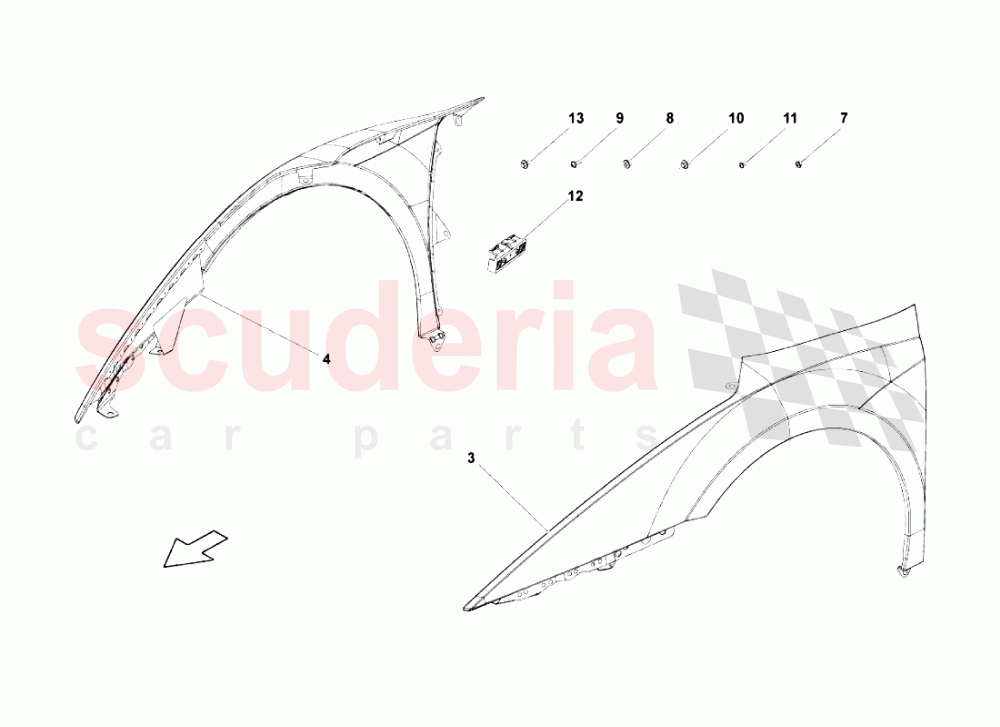 Front Fender of Lamborghini Lamborghini Gallardo LP560 Spyder