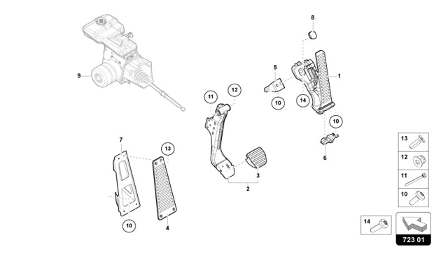 BRAKE AND ACCEL. LEVER MECH. of Lamborghini Lamborghini REVUELTO REVUELTO COUPE'