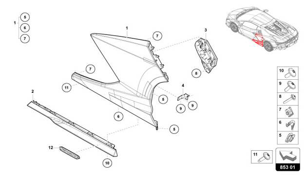 LOWER EXTERNAL SIDE MEMBER FOR WHEEL HOUSING of Lamborghini Lamborghini REVUELTO REVUELTO COUPE'