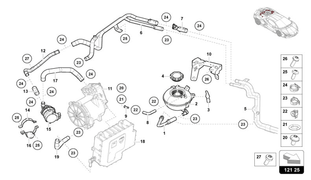 COOLANT COOLING SYSTEM - HIGH VOLTAGE COOLING of Lamborghini Lamborghini REVUELTO REVUELTO COUPE'