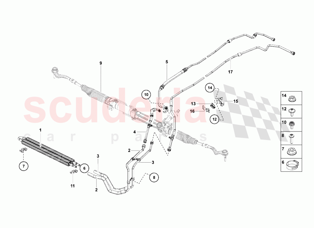 Oil Cooler - Power Steering of Lamborghini Lamborghini Aventador LP700 Coupe